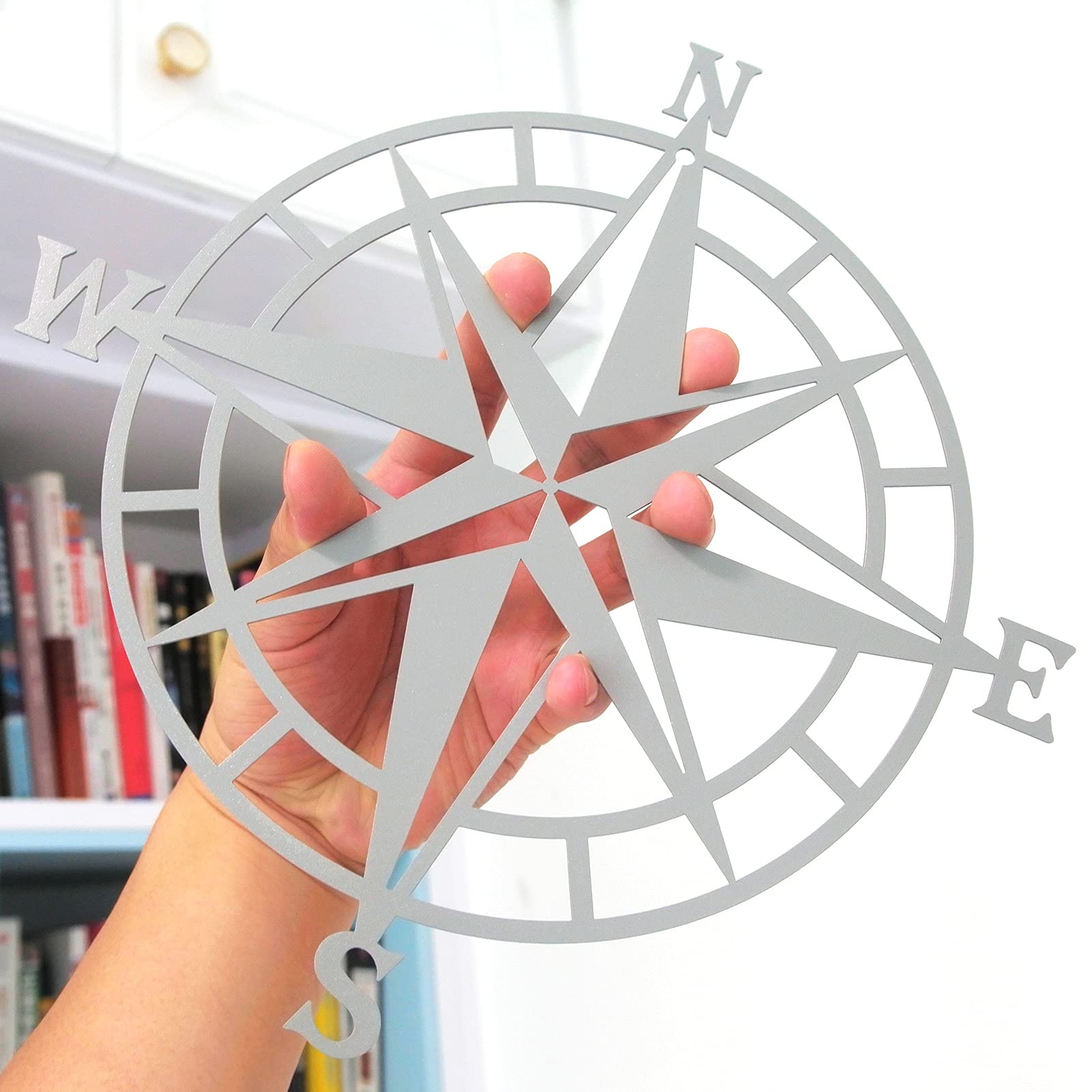 ESTART 11 Inches Metal Decorative Nautical Compass Wall Decor, Living Room Bedroom Office Porch Garden Patio Signs Wall Hanging 