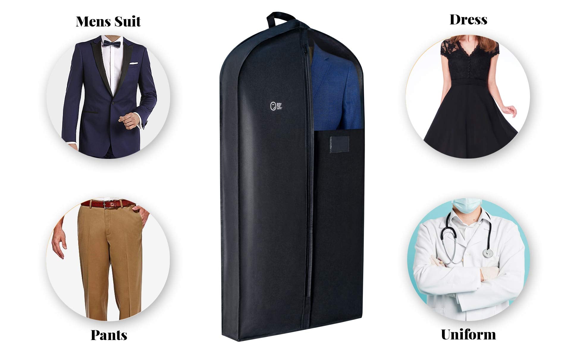 Luxury Storage Garment Bag For Men Suit, Long Women Dress, Tuxedo, Uniform | 47 Inch + 5 Inch Side Gusset | Hanging, Breathable,