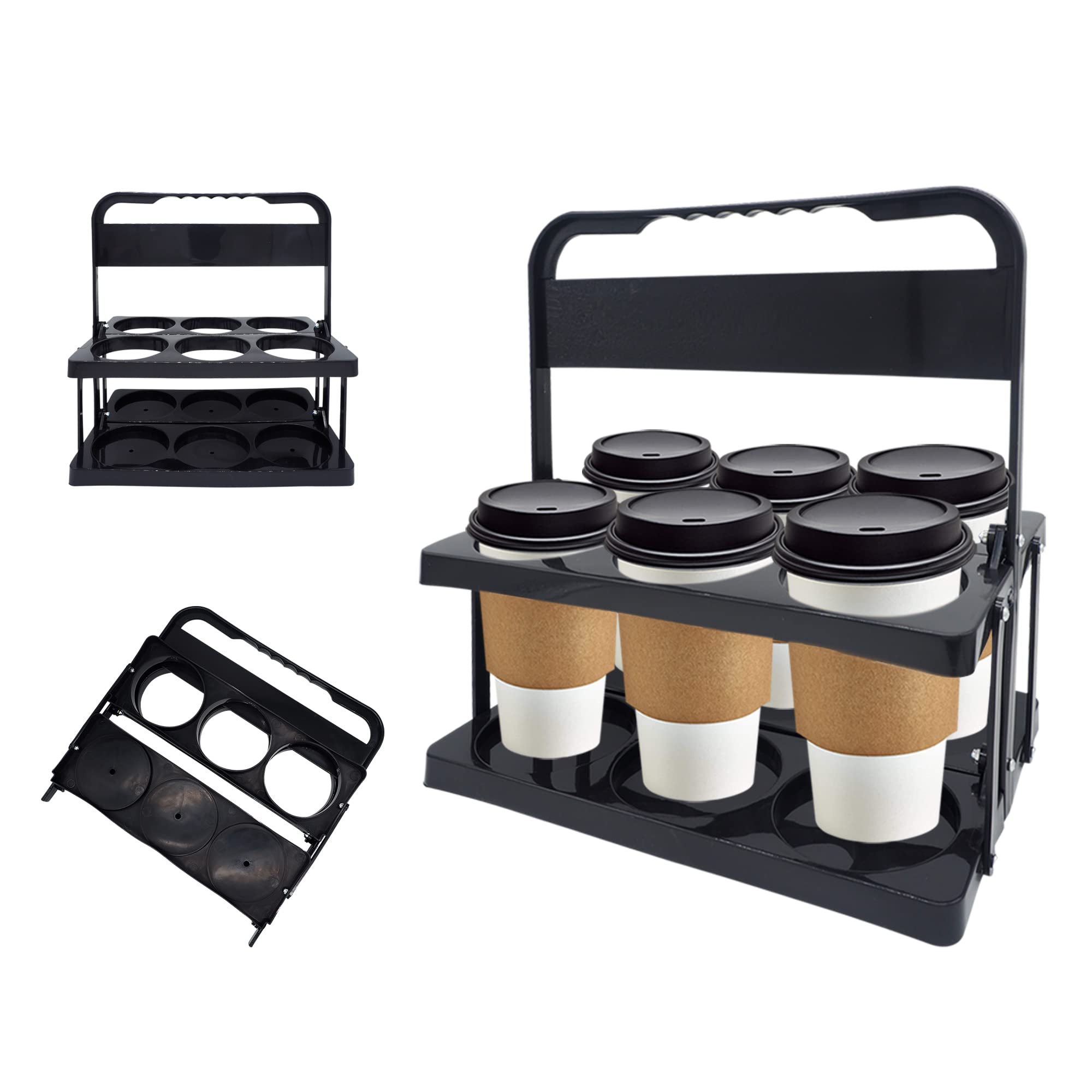 CRAFTALENT Drink Carrier with Handle, Reusable Drink Carrier for Large Drinks, Drink Carrier for Food Delivery (Black)