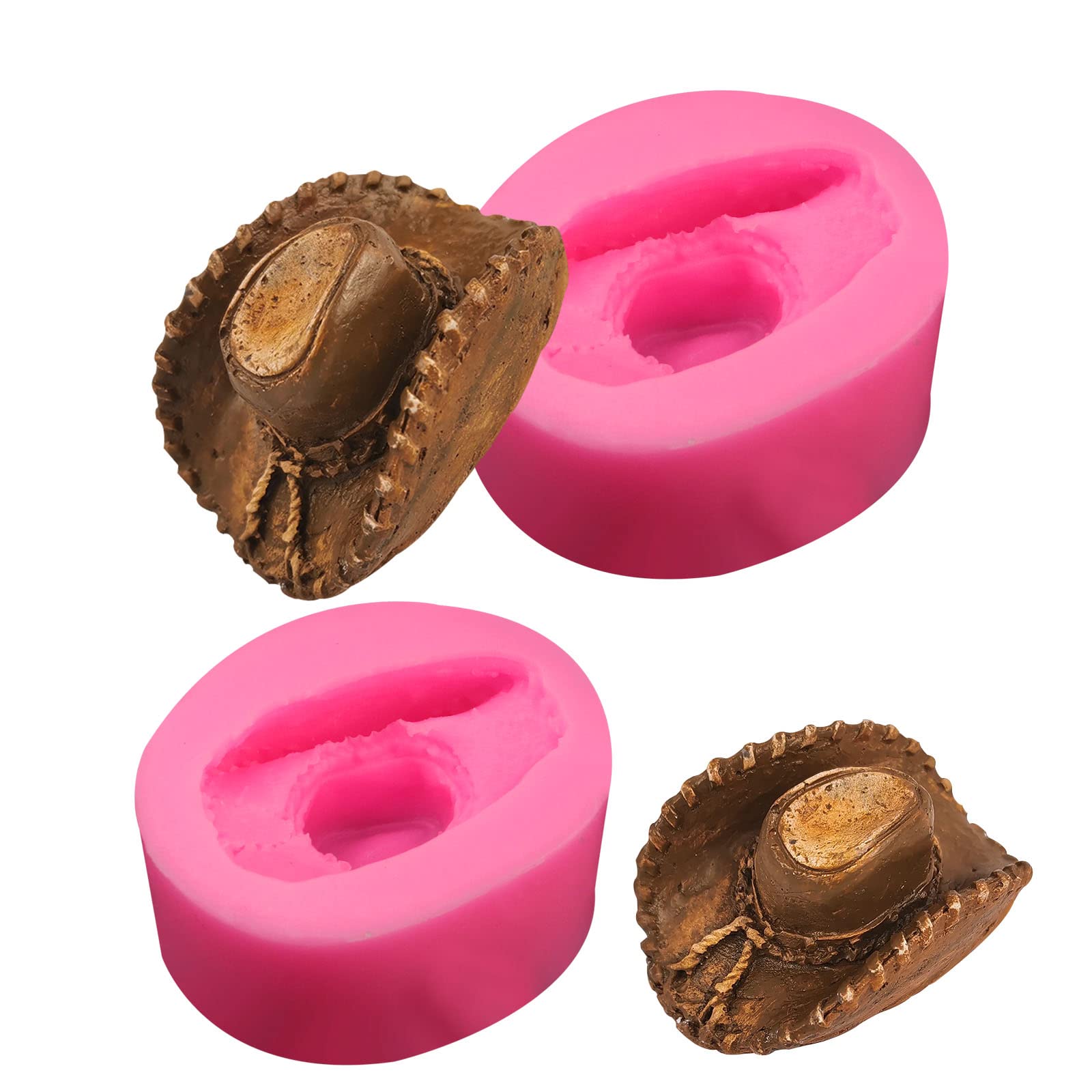 2 Pieces Cowboy Hat Silicone Mold Cowboy Theme Silicone Fondant Mold Kitchen Baking Mold Cowboy Hat Chocolate Candy Mold For Sug