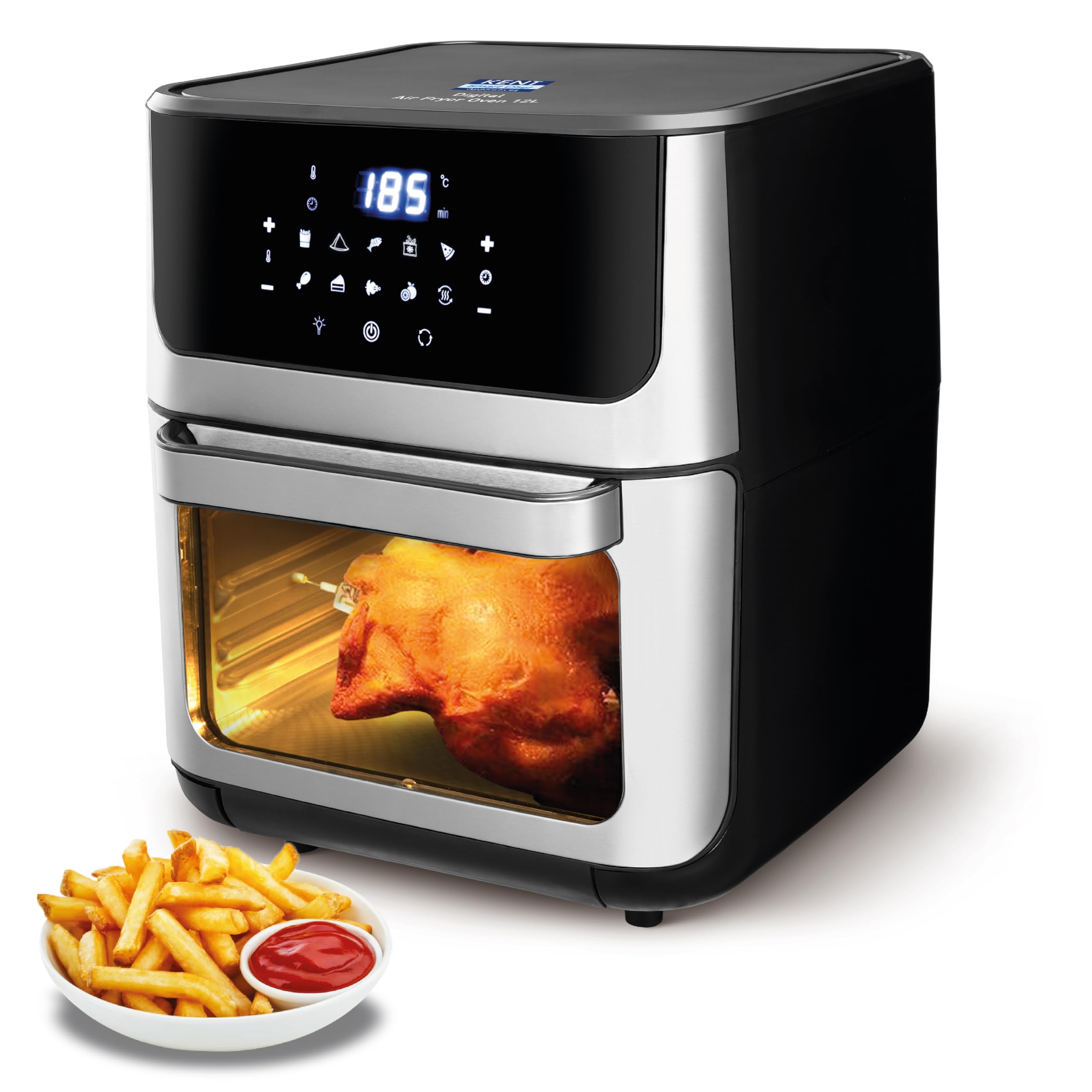 Kent Digital Air Fryer Oven 12L | 1800W | 360 Rapid Heat Circulation | 10 Preset Menus | Bake, Grill & Roast | Digital Display &