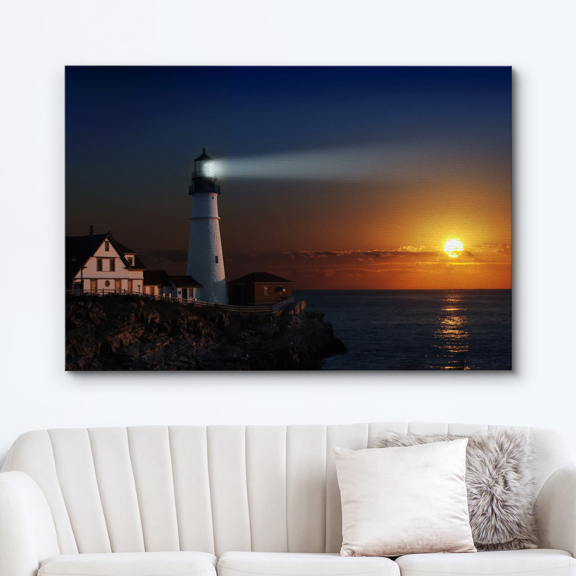Wall26 Canvas Print Wall Art Portland Island Lighthouse At Dawn Nature Wilderness Photography Modern Art Rustic Scenic Colorful
