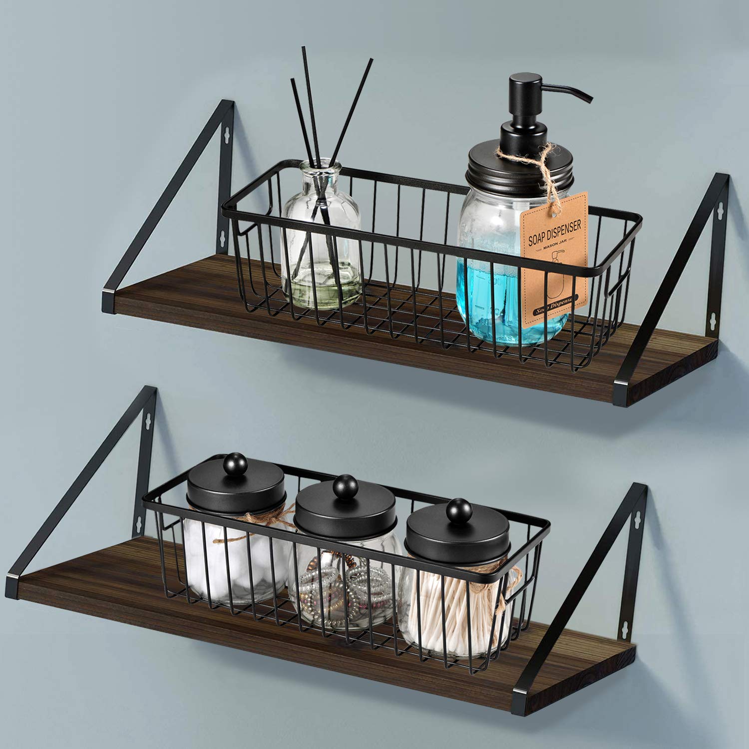 Sheechung Farmhouse Decor Metal Wire Bathroom Storage Organizer Basket Bins - For Cabinets, Shelves, Closets, Vanity Countertops