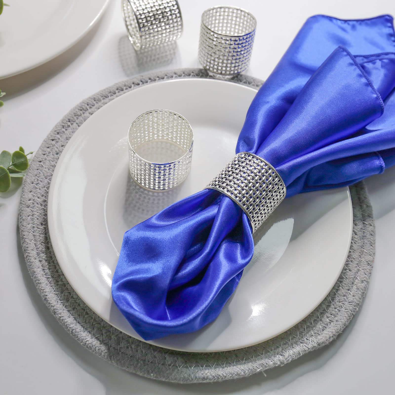 Loghog Delicate Alloy Napkin Rings Set Of 6, Ideal Table Setting Napkin Decor For Wedding,Parties,Holiday. (Woven Silver)