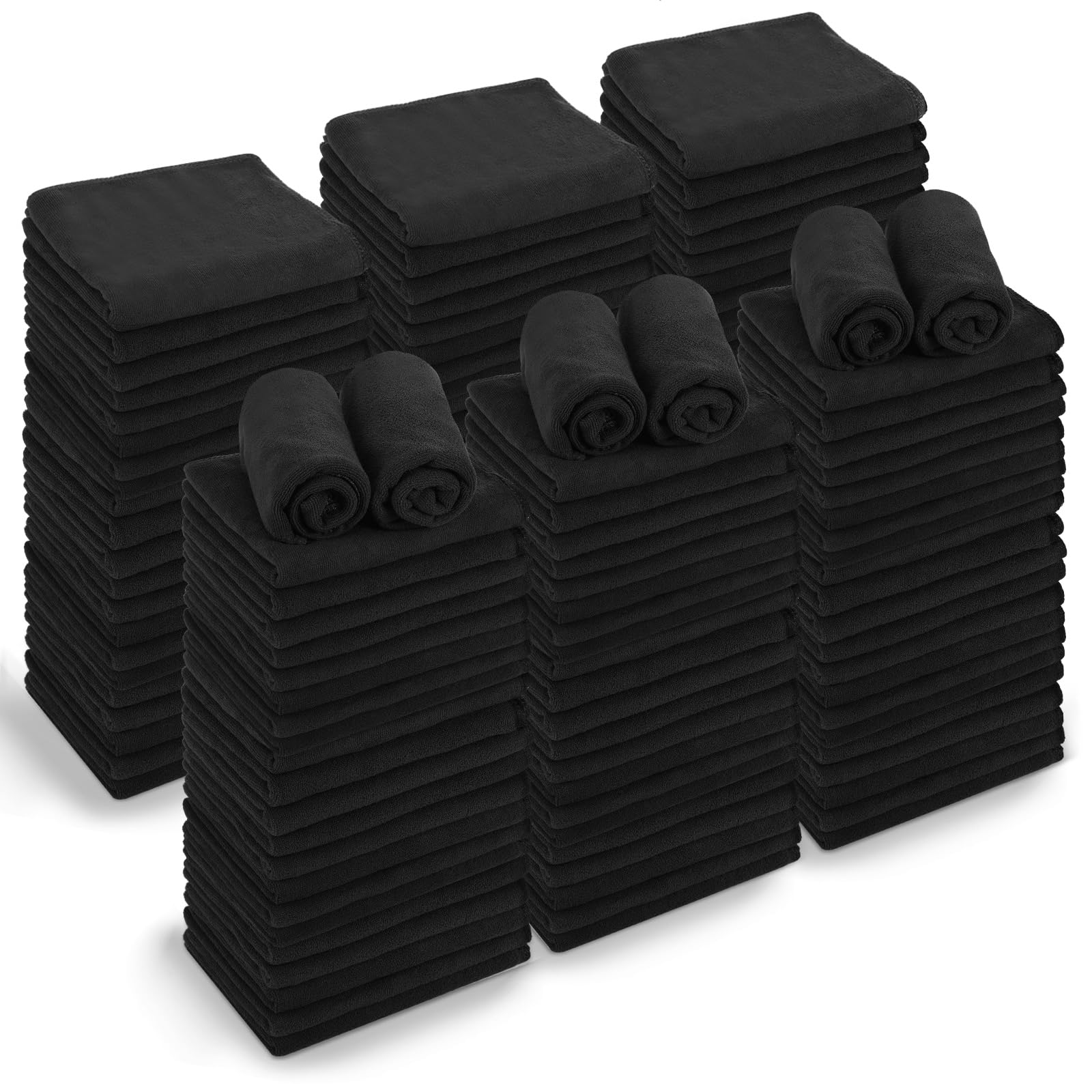 Moukeren 72 Pack Black Salon Hand Towels Microfiber Absorbent Resistant 16 x 27 Hair Hand Towels Bulk Quick Dry for Salon Facial