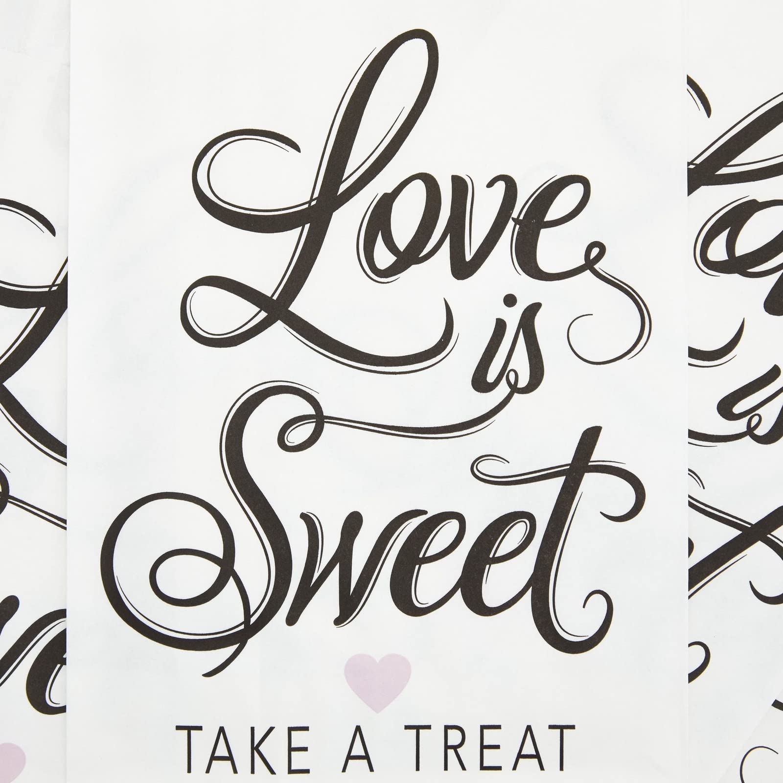 Sparkle And Bash 100 Pack Love Is Sweet Treat Bags For Wedding, Bridal Shower, Engagement Party (5 X 7.5 Inches)