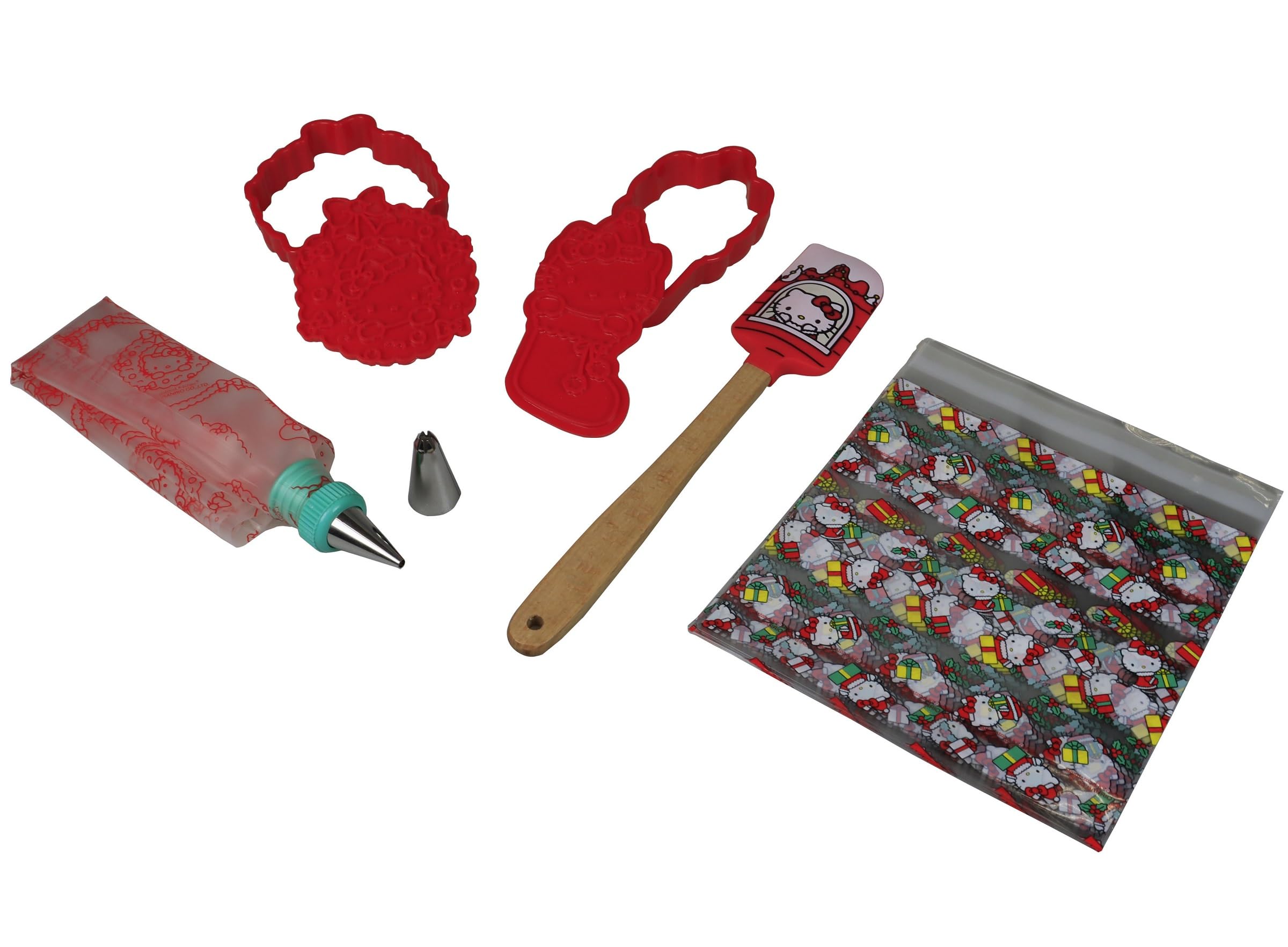 Handstand Kitchen Hello Kitty Holiday Cookie Party Set With Cookie Stamps, Frosting Bag, Spatula And More