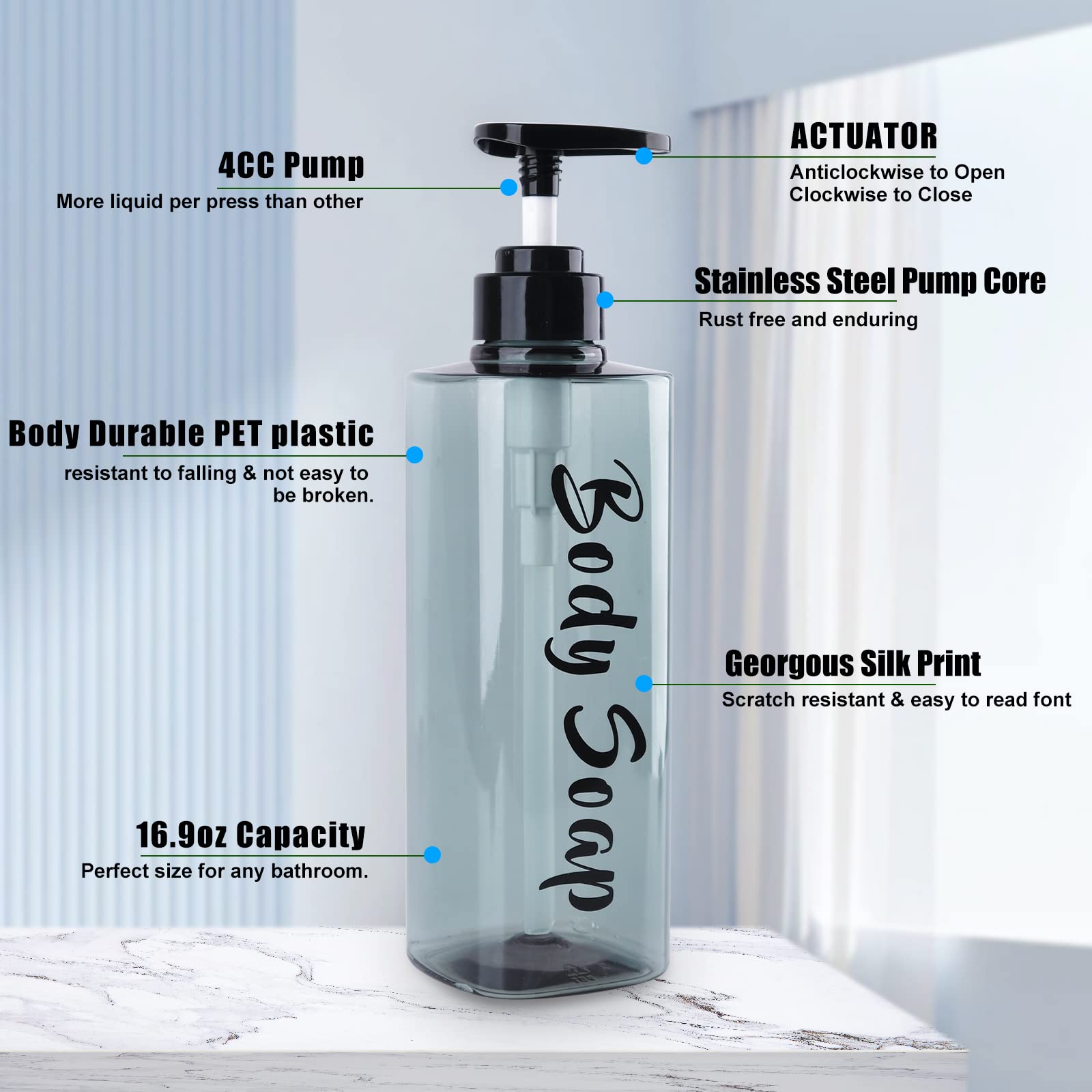 Aumio 16.9Oz Shampoo Dispenser For Shower Wall 3 Chamber, Drill Free Shampoo And Conditioner Dispenser With 6 Waterproof Labels,