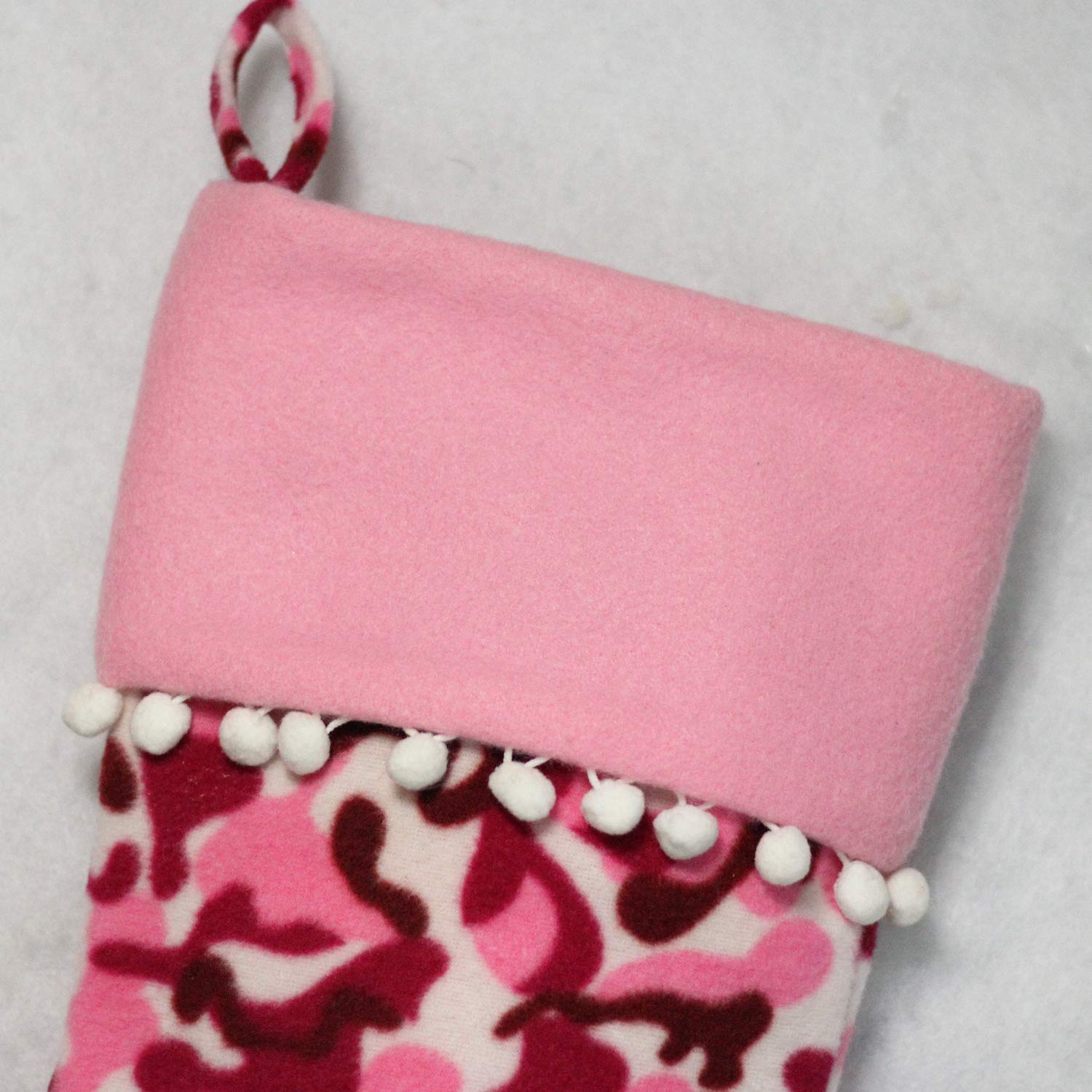 Northlight Camouflage Christmas Stocking Cuff Poufs, 19, White/Pink/Brown