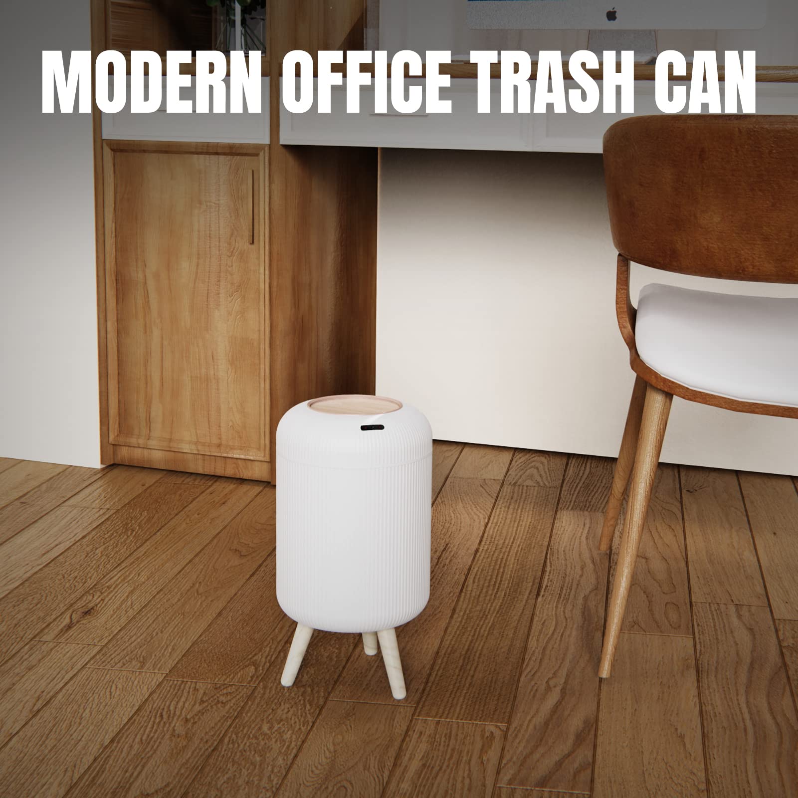Hitispace Motion Sensor Modern Office Trash Can, Touchless Round Nordic Trash Can, Motion Sensor Waterproof Garbage Can For Bath