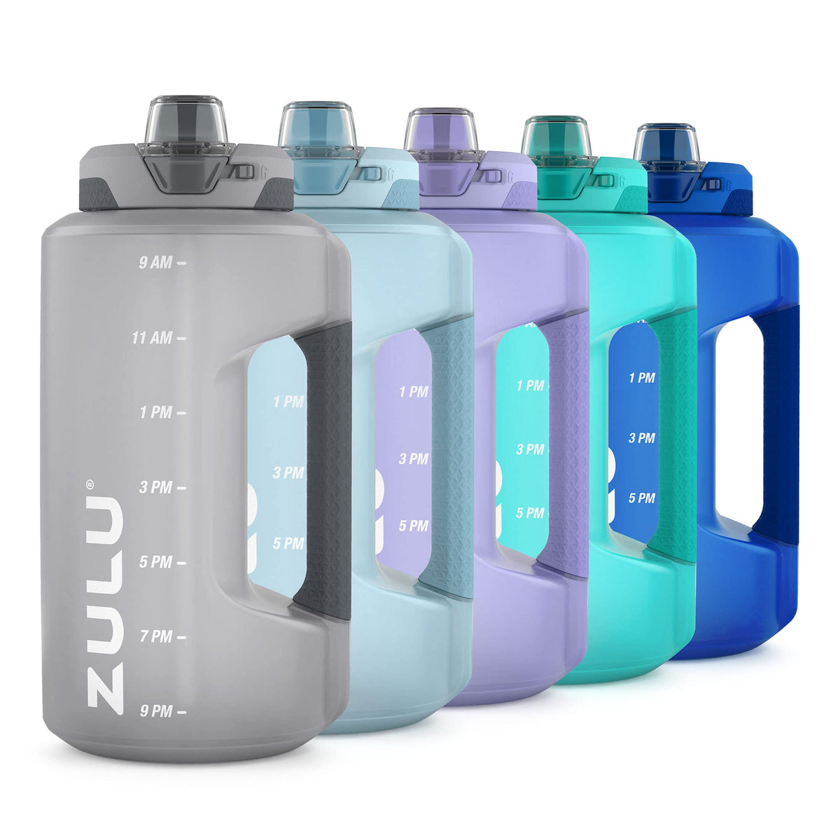 Zulu Goals 64Oz Large Half Gallon Jug Water Bottle With Motivational Time Marker, Covered Straw Spout And Carrying Handle, Perfe