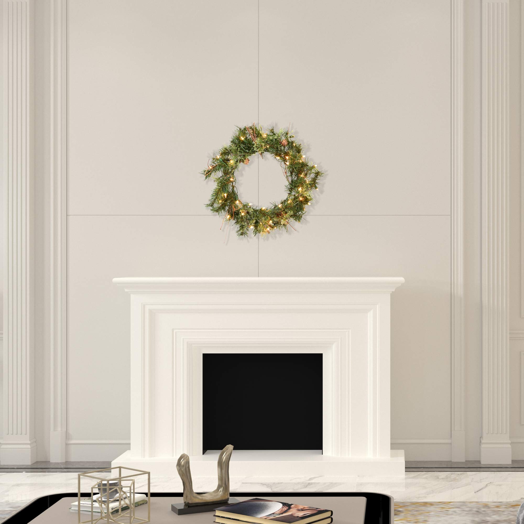Vickerman 48 Mixed Country Pine Artificial Christmas Wreath, Clear Dura-lit Incandescent Lights - Faux Mixed Needle Christmas Wr