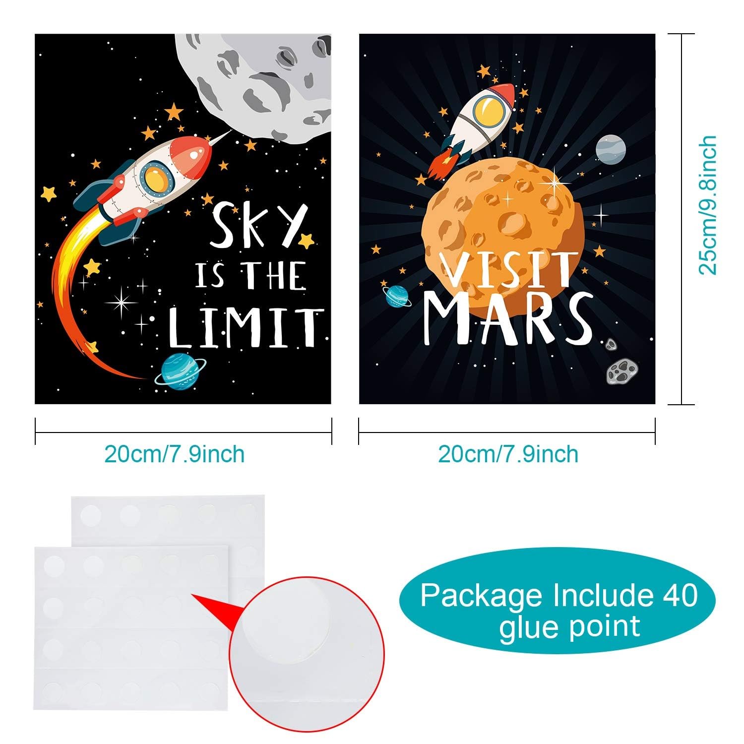 Blulu 9 Pieces Outer Space Decor for Kids Room Boy Bedroom Space Posters 8 x 10 Inch Cute Inspirational Art Decoration for Boys and Girls Playroom Space Nursery Decor