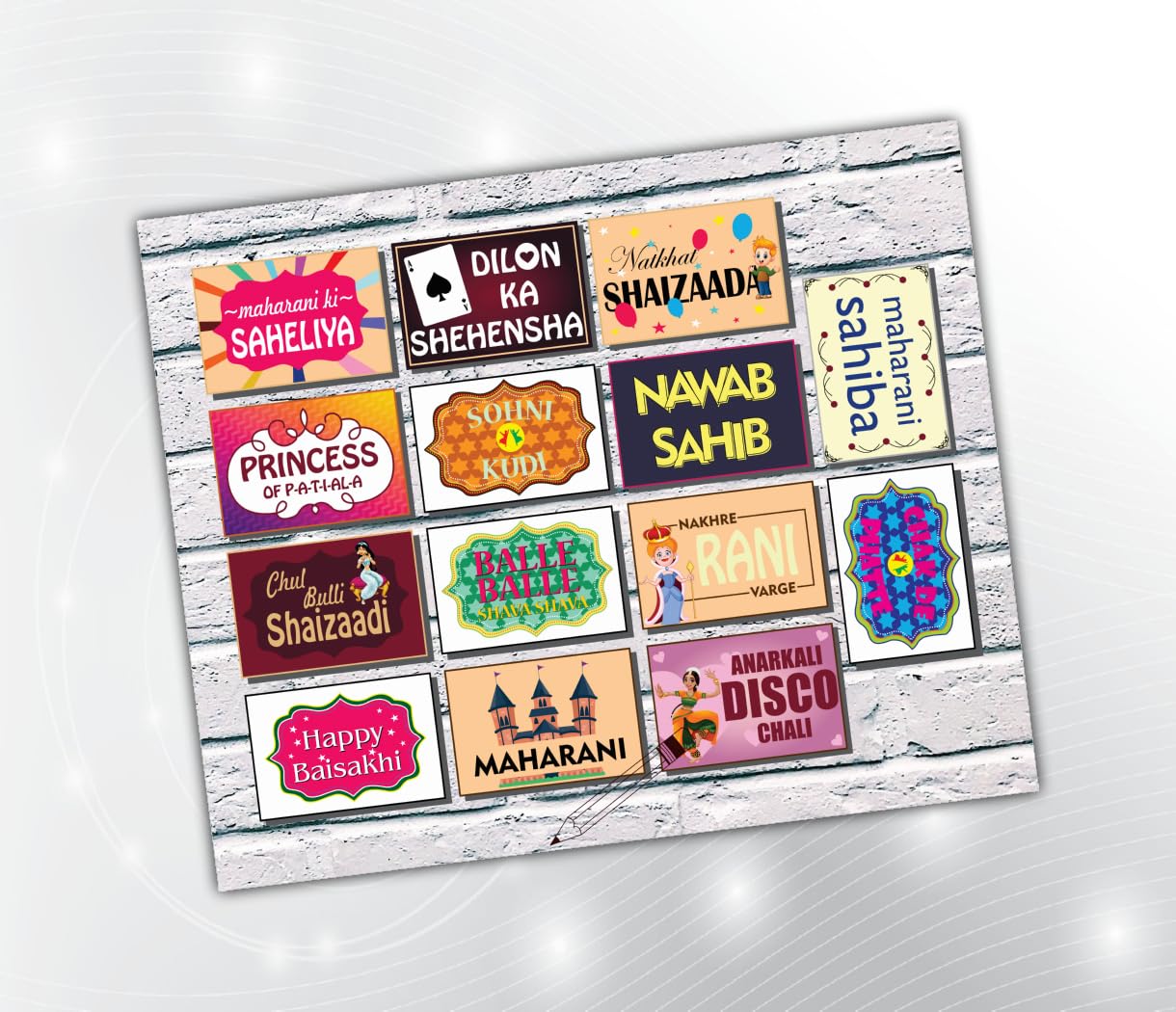 PartyStuff Baisakhi Theme Props  Baisakhi Rectangle Props (14 Cards)