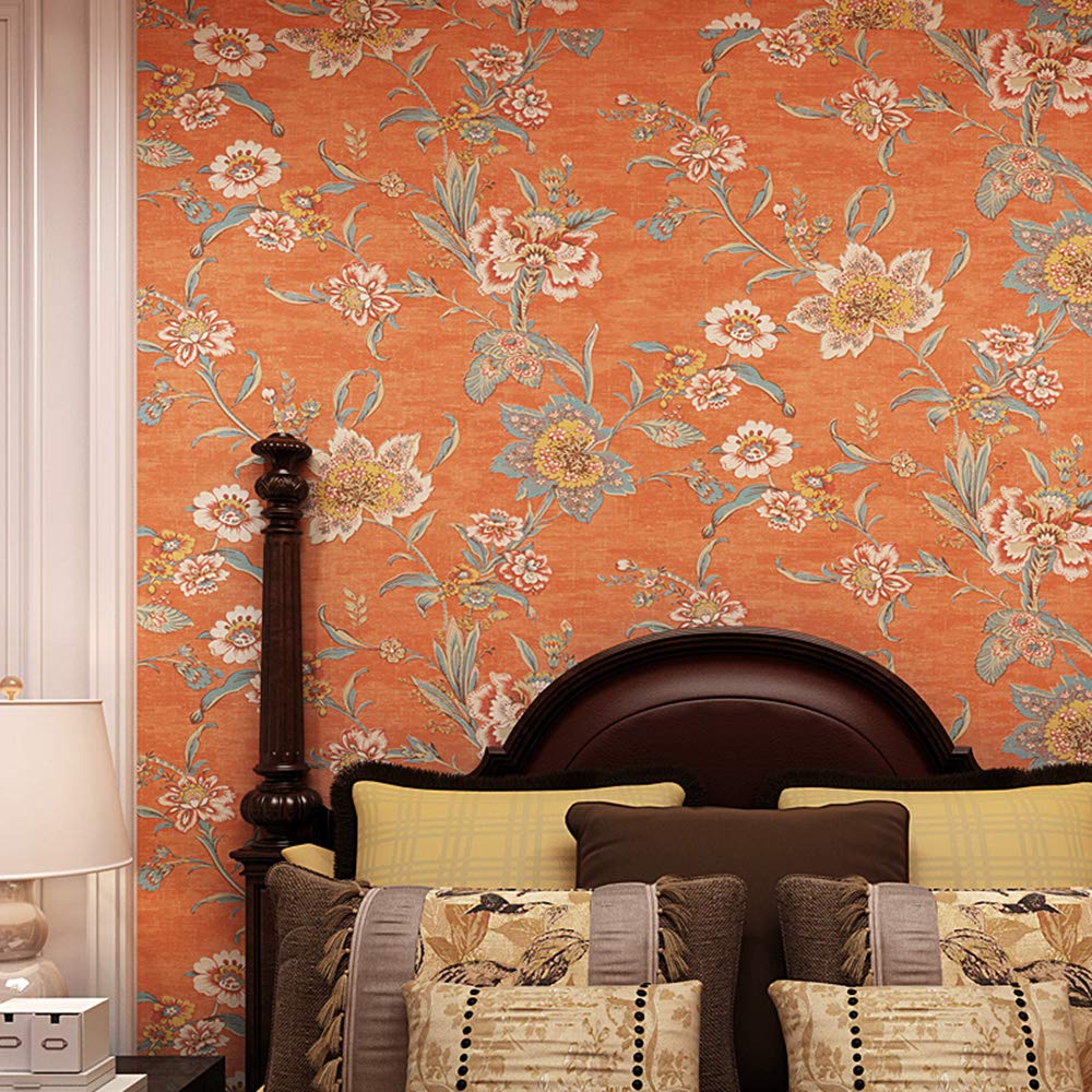 Taogift Peel And Stick Vintage Floral Wallpaper Self Adhesive Non-Woven Flower Contact Paper Kitchen Bathroom Backsplash Wall Pa