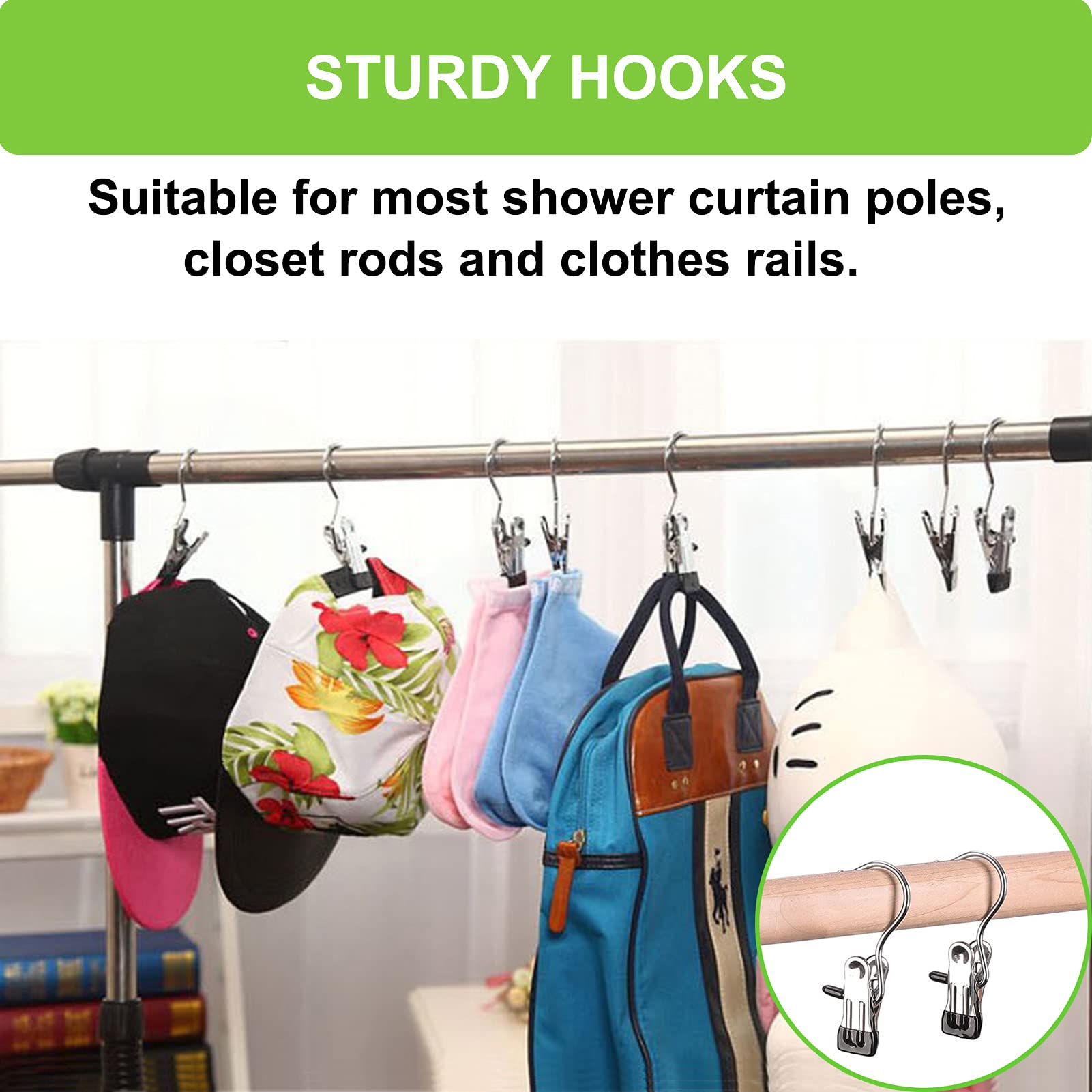 Boot Hangers Clips  16 Pack Laundry Hooks Hanging Clips Clothes Pins Closet Hanger Organizer Clamps Socks Towel Clips Heavy Duty Clothespins Bulk Hanger Clips for Closet Travel Pants Socks Handbags