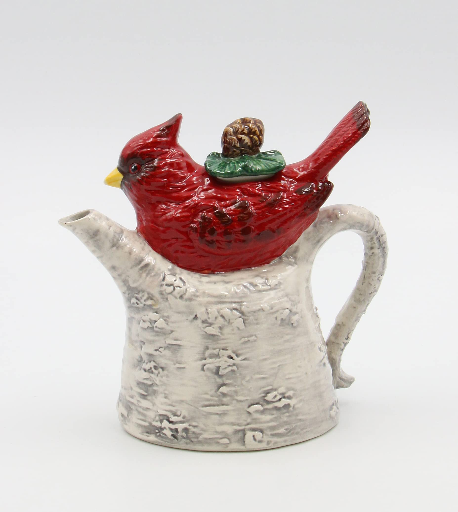 Cosmos Gifts Cardinal On Birch Tree Ceramic Teapot, 5-7/8-Inch