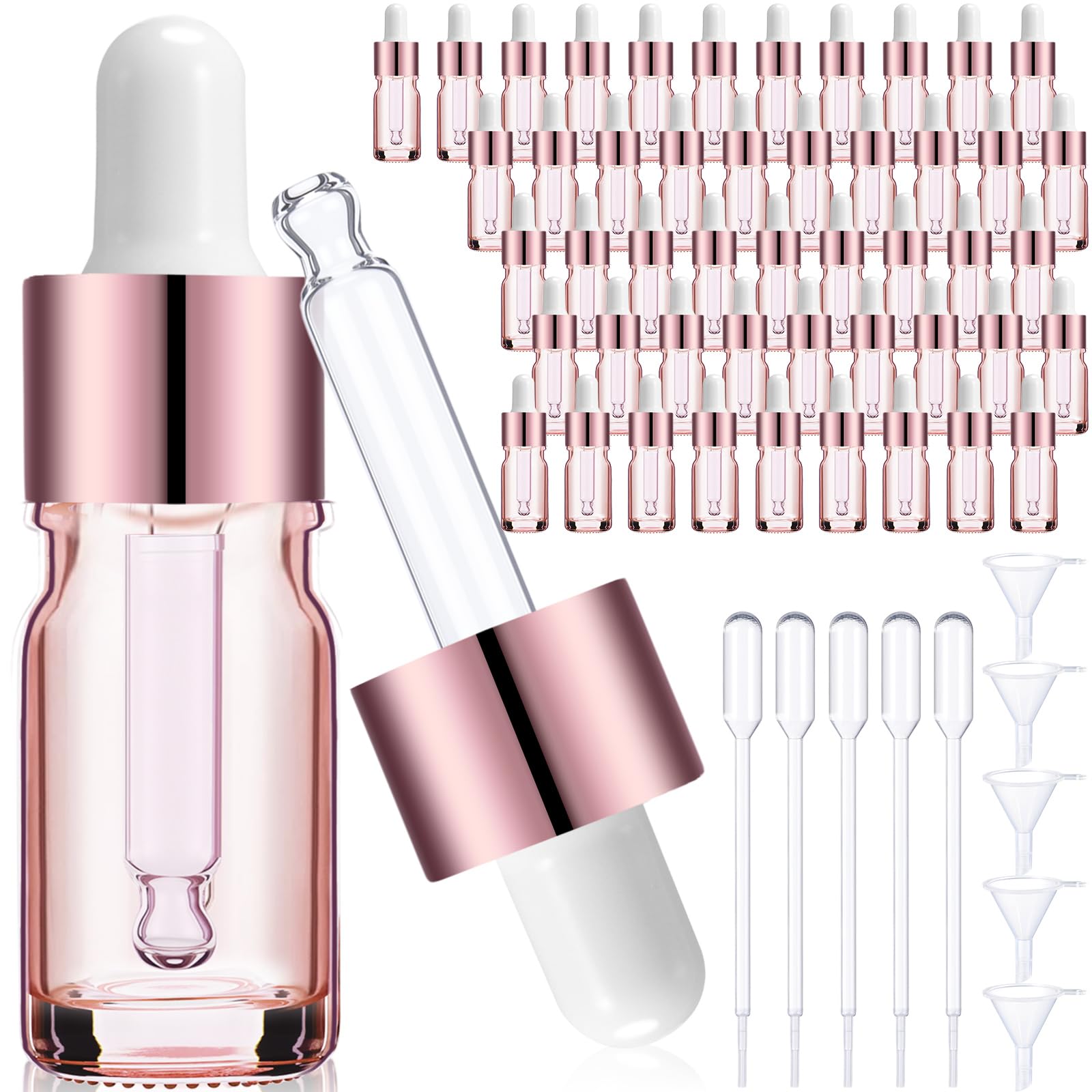 Patelai 48 Pcs 8 Pcs Frosted Glass Dropper Oil Bottles, Rose Gold