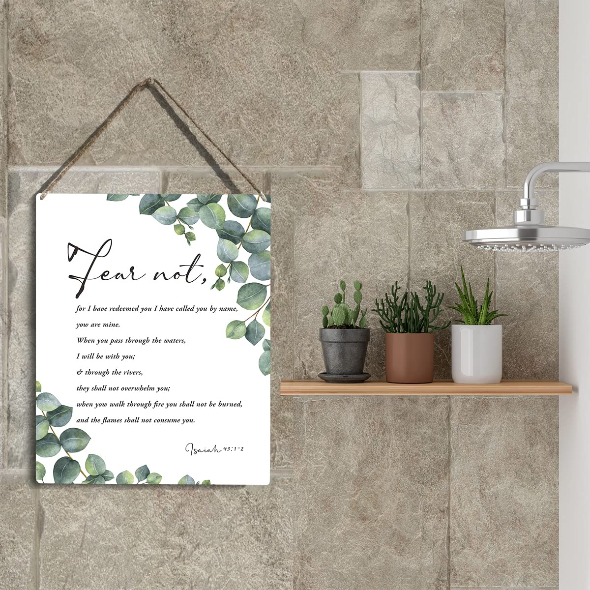 YCYD Fear Not for I Have Redeemed You Bible Verse Wood Sign Rustic Isaiah 43:1-2 Watercolour Christian Wooden Hanging Plaque for