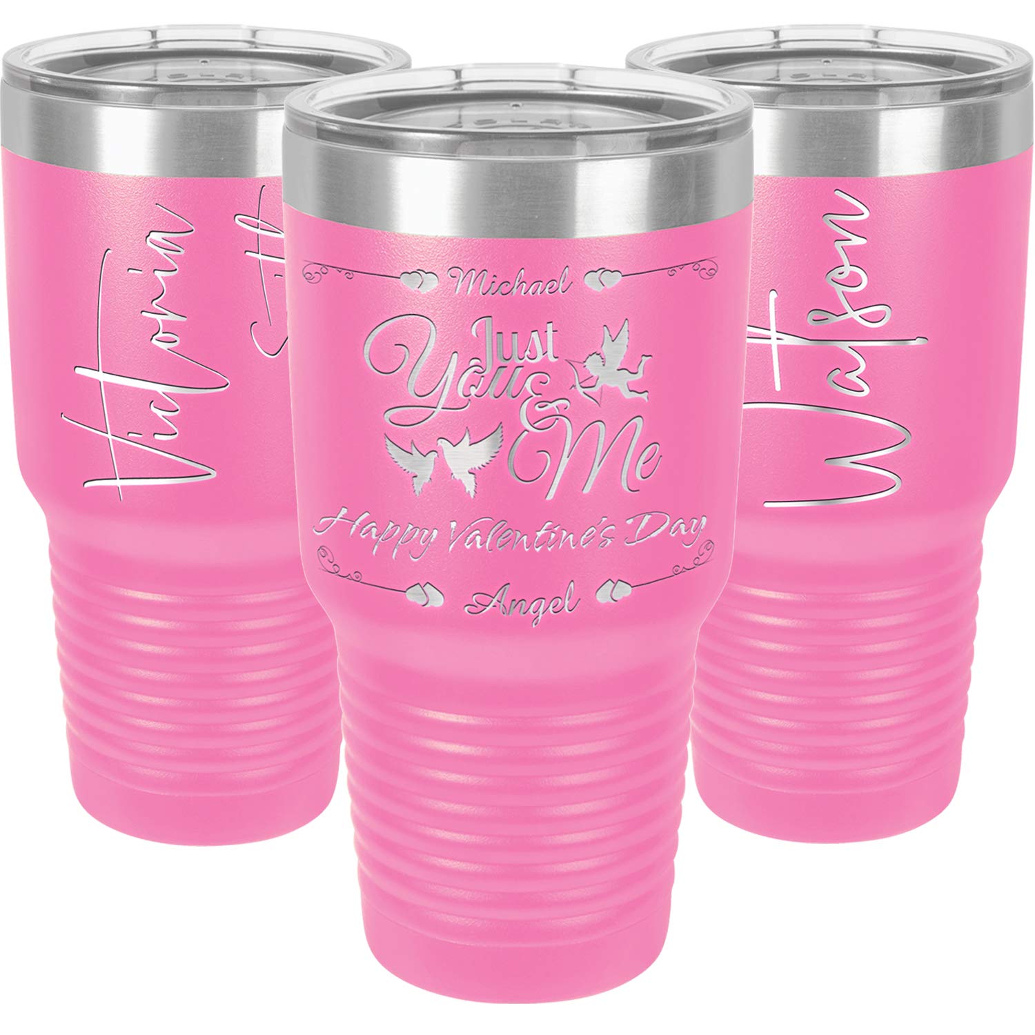 Personalized Tumblers With Lids And Straw,Love And Text Engraved In Usa By Iproductsus,30Oz Vacuum Insulated Travel Coffee Mugs,