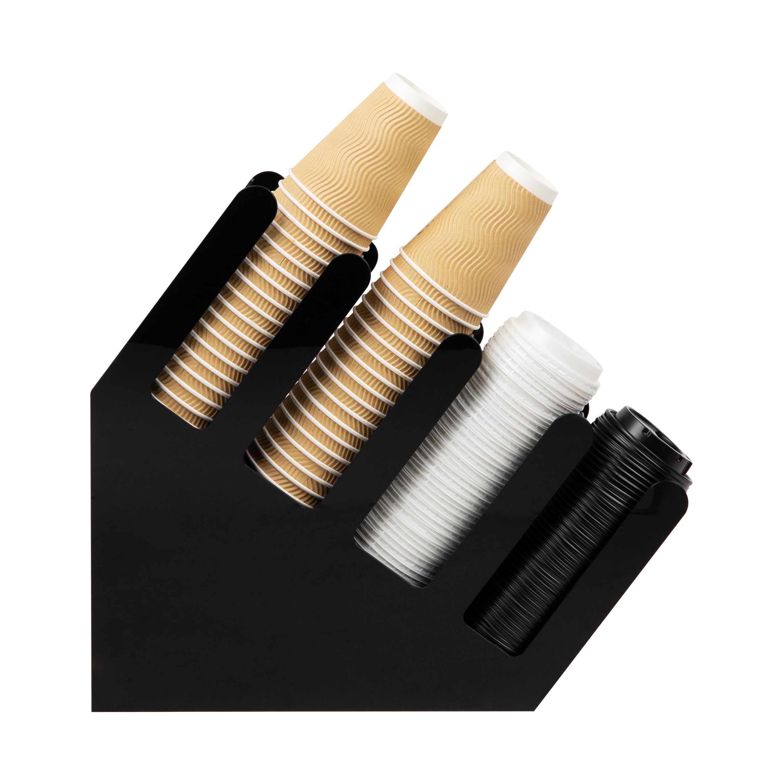 Mind Reader 4Acuphold-Blk Lid Dispenser, Countertop Org Coffee Bar, Beverage Cup, Kitchen, Breakroom, 4'' L X 18'' W X 16'' H, B