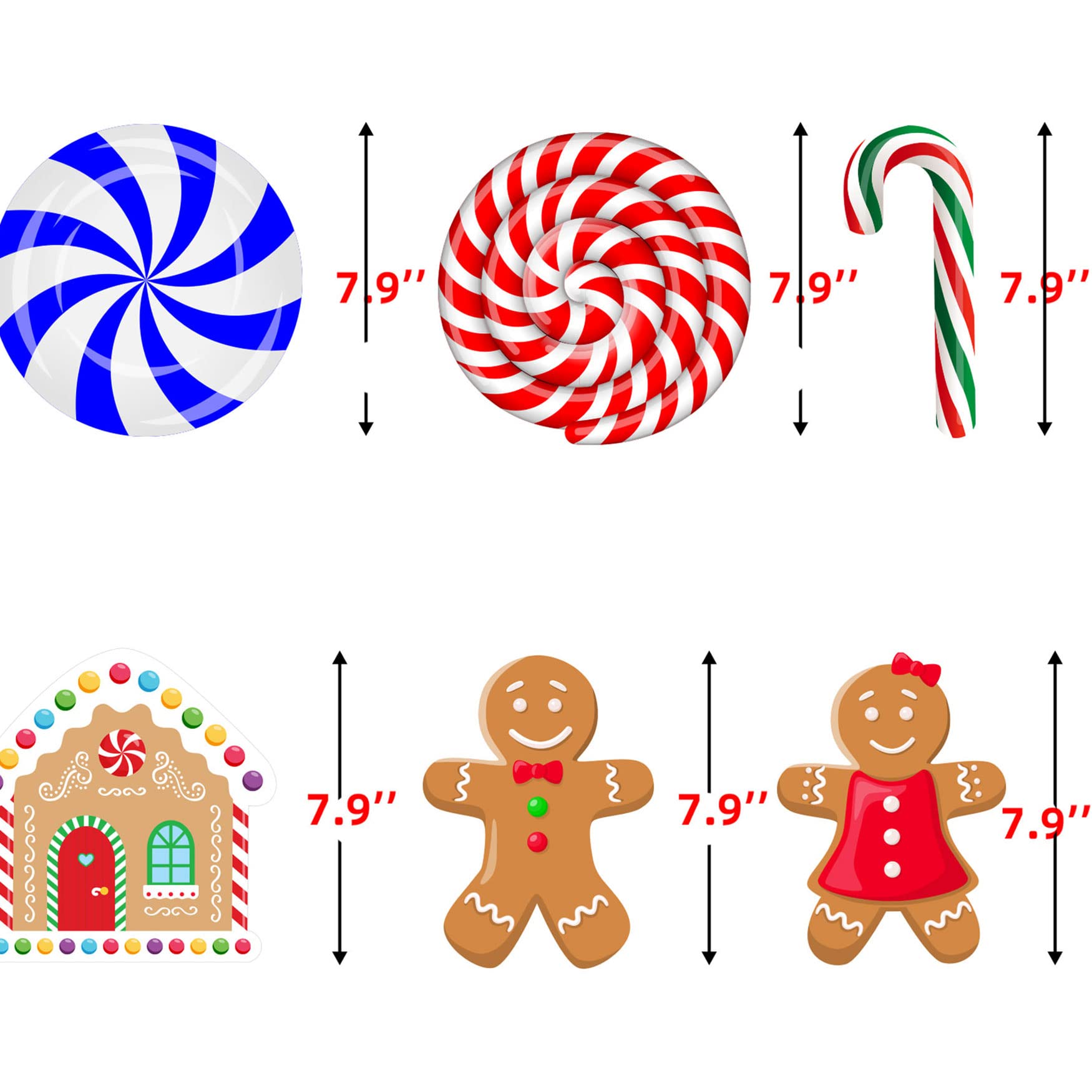 Funnlot 57Pcs Peppermint Floor Decals Christmas Wall Stickers Christmas Decals For Wall Christmas Stickers For Wall Candy Wall S