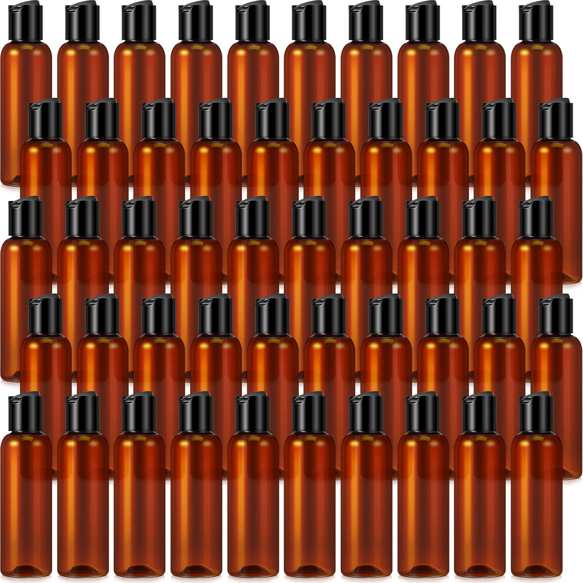 50 Pieces 4Oz Plastic Squeeze Bottles With Disc Top Flip Cap Empty Amber Refillable Containers Small Travel Toiletry Bottles For