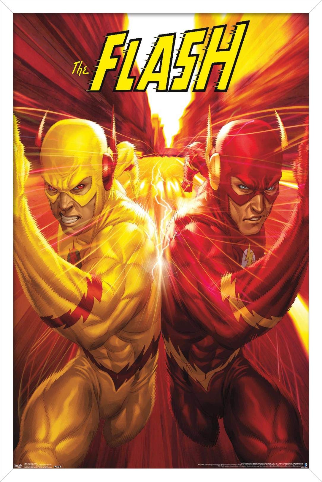 Trends International Dc Comics - The Flash And The Reverse Flash - Race Wall Poster, 14.725'' X 22.375'', White Framed Version