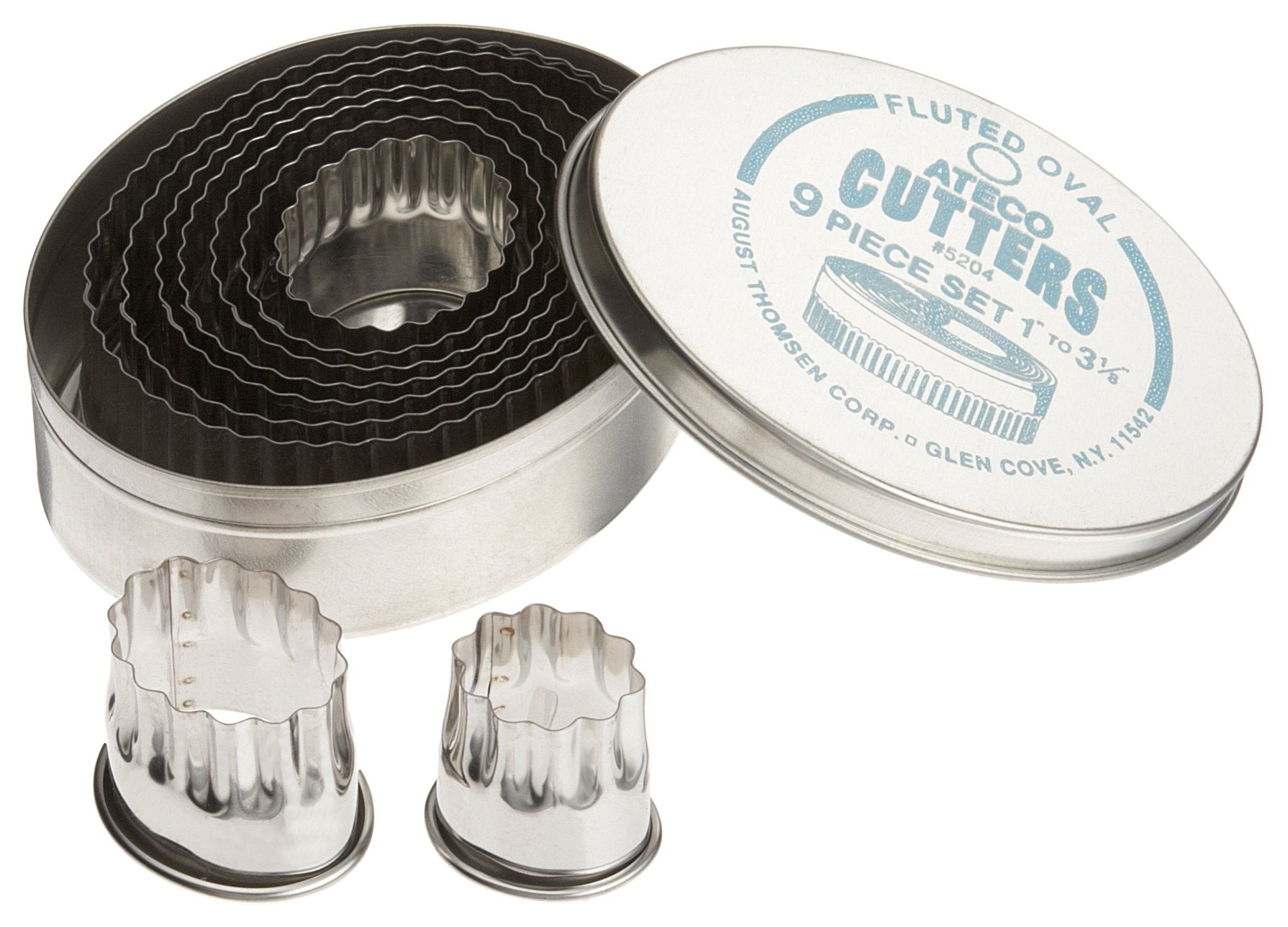 Ateco Fluted Edge Oval Cutters In Graduated Sizes, Stainless Steel, 9 Pc Set