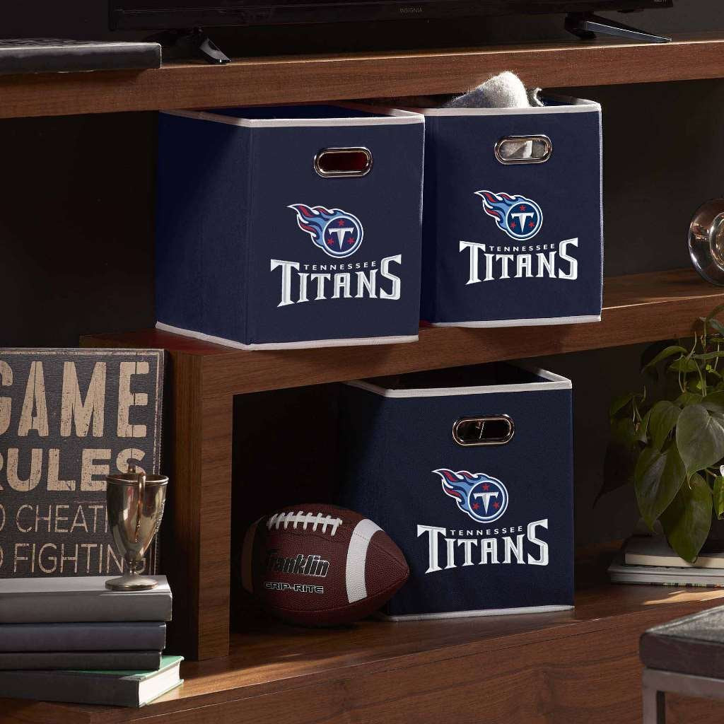 Franklin Sports Nfl Tennessee Titans Collapsible Storage Bin Nfl Folding Cube Storage Container Fits Bin Organizers Fabric Nfl T