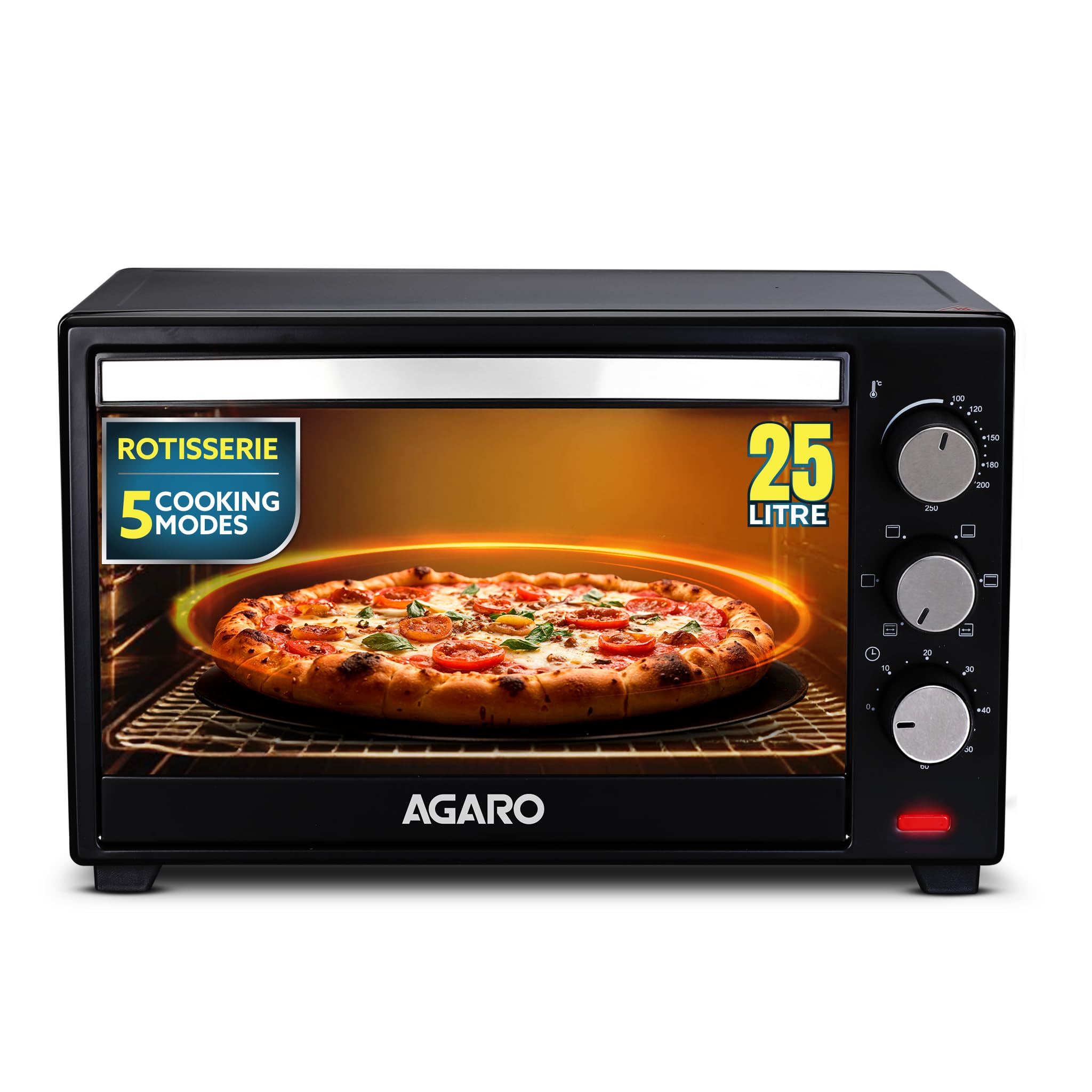 Agaro Marvel Oven Toaster Griller, 25 Litres, Motorised Rotisserie, Adjustable Temperature, 5 Heating Modes & Timer, Cakebaking,