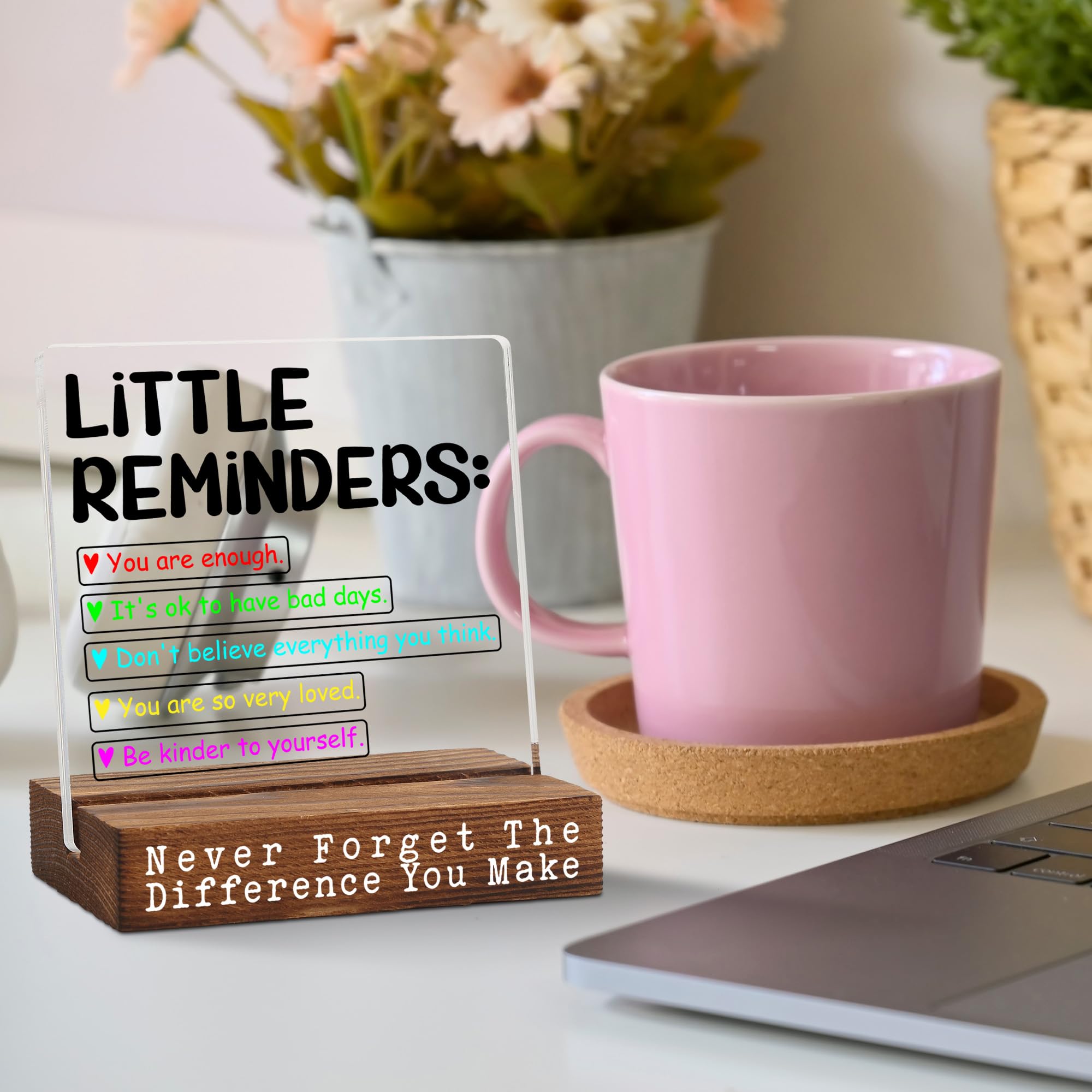 Little Reminders Acrylic Desk Sign for Women Men, Positive Affirmation Gift for Coworker Friend Teen, Mental Health Inspirationa