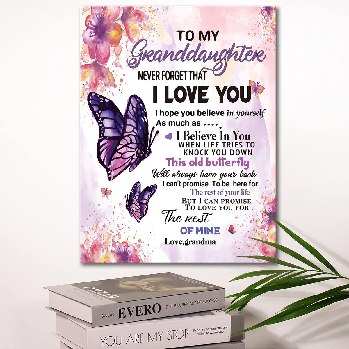 To My Granddaughter Saying-Hangable Canvas Poem Prints Framed Poster Wall Art For Granddaughter From Grandma-Meaningful Granddau