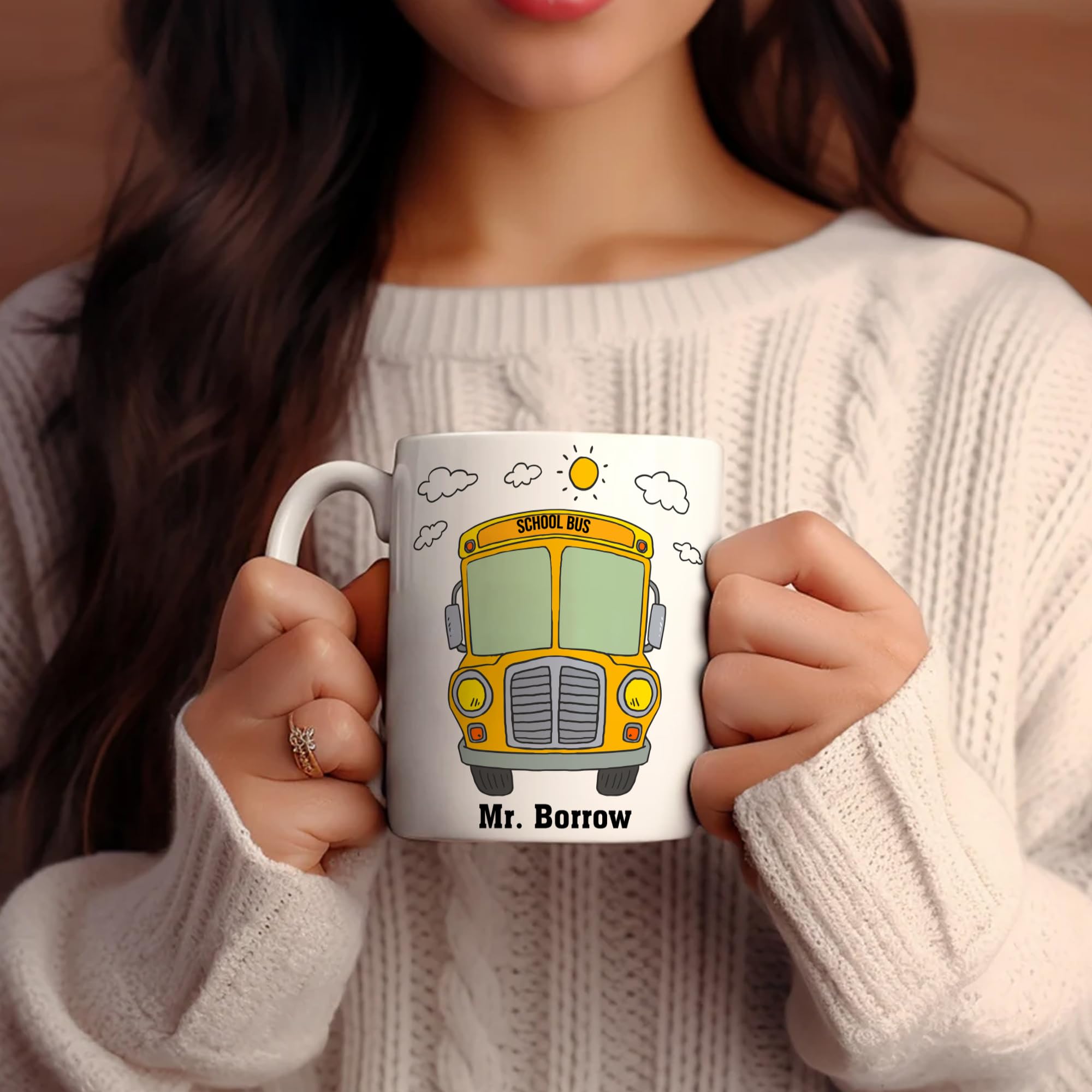 Bus Driver Appreciation Gifts Personalized Ceramic Coffee Travel Mug 11 15 Oz Custom Name Cup Back To School Gift for Men Women