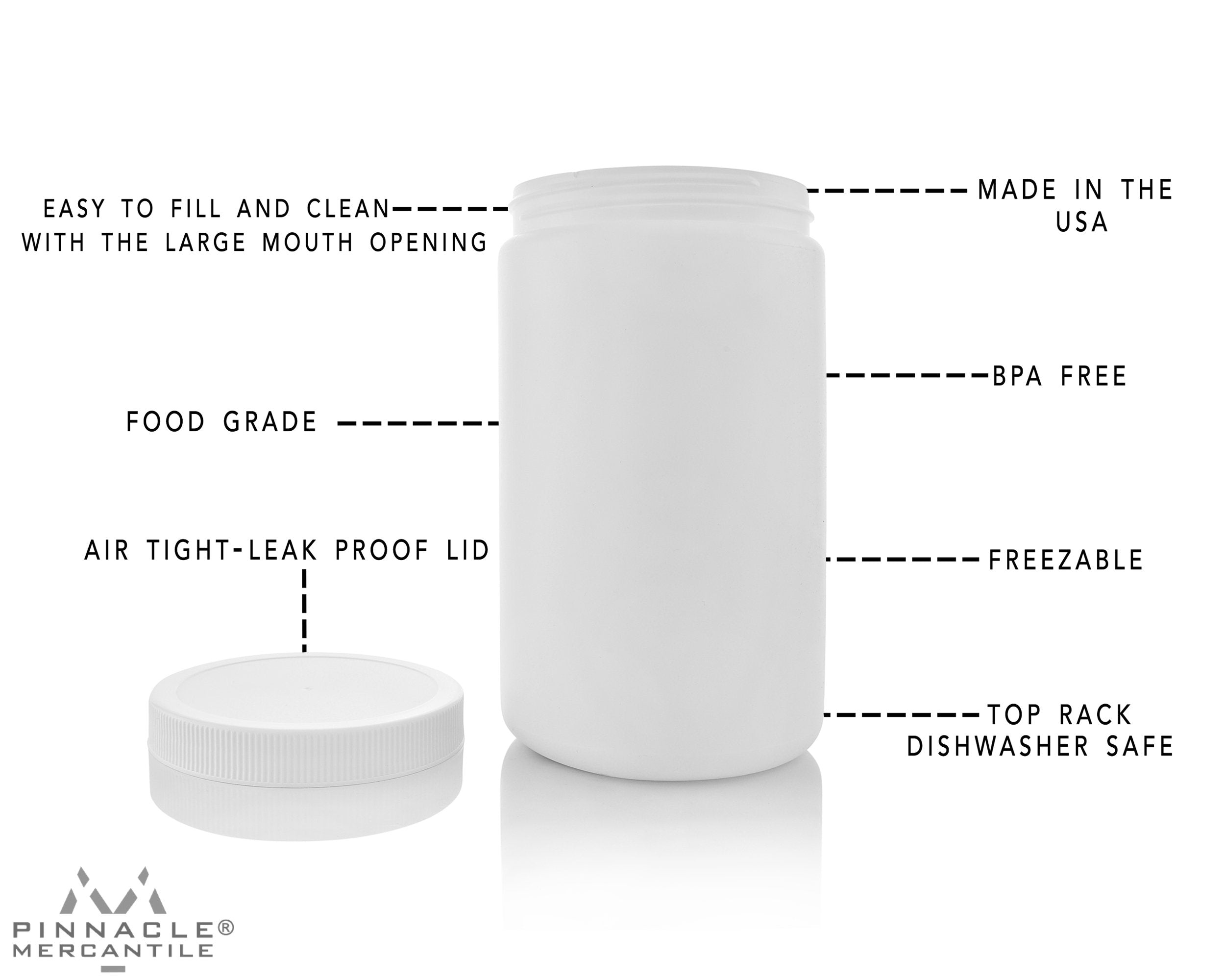 Pinnacle Mercantile Plastic Containers With Screw On Lids 32 Oz Quart Hot Or Cold Freezable Food Ice Cream Jars White Bpa Free S