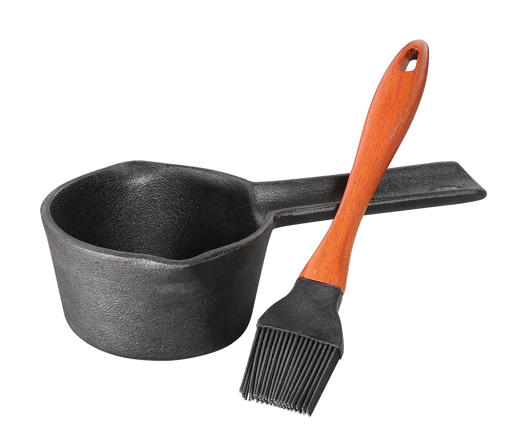 Kchenprofi Cast Iron Basting Set with Silicone/Rosewood Basting Brush and Mini Saucepan