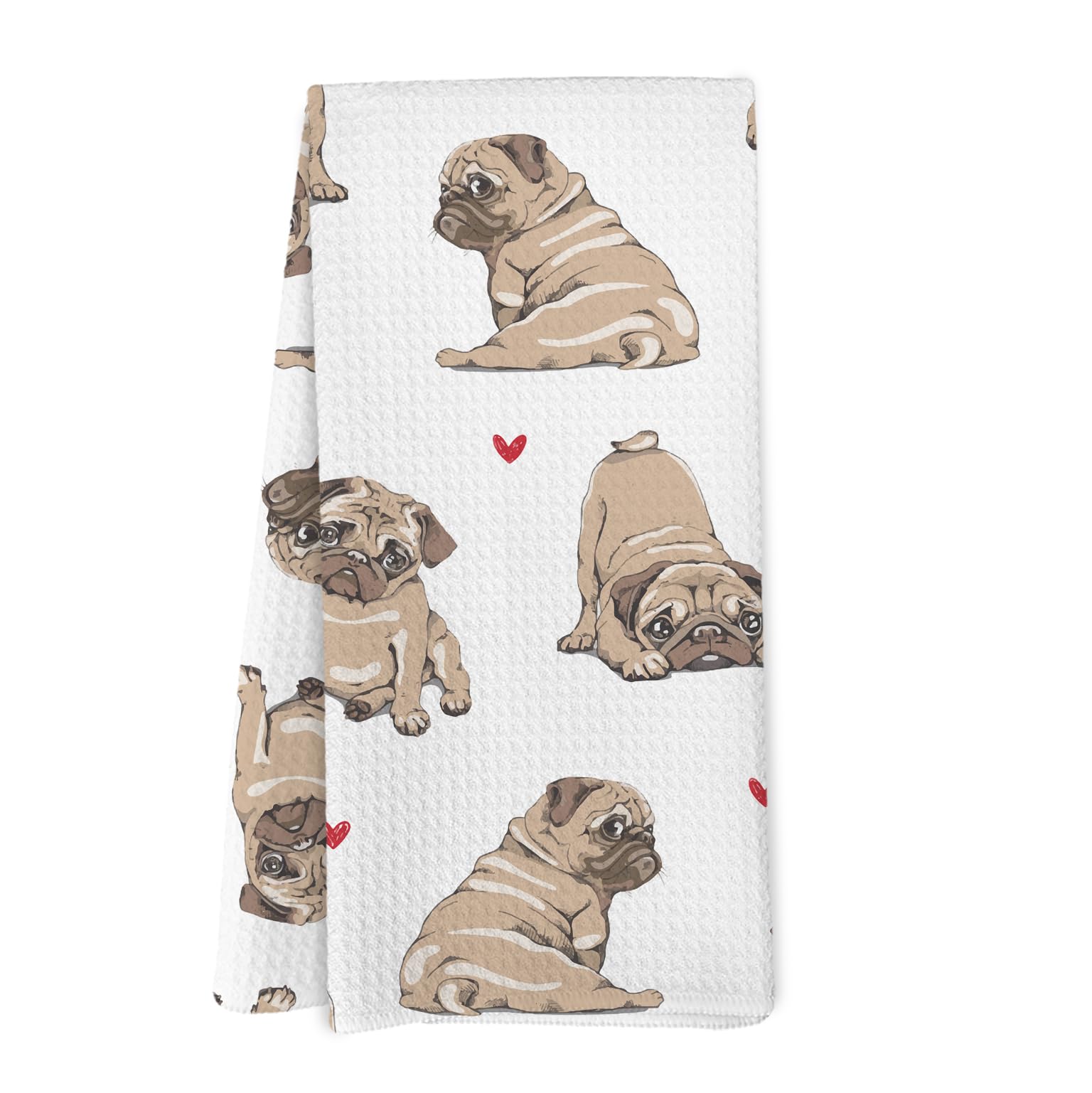 Yorhifa Pug Gifts Decorative Kitchen Towels, Pugs Decor Hand Towel Tea Towels for Bathoom, Pug Gifts for Dog Lover Women, Dog Mo