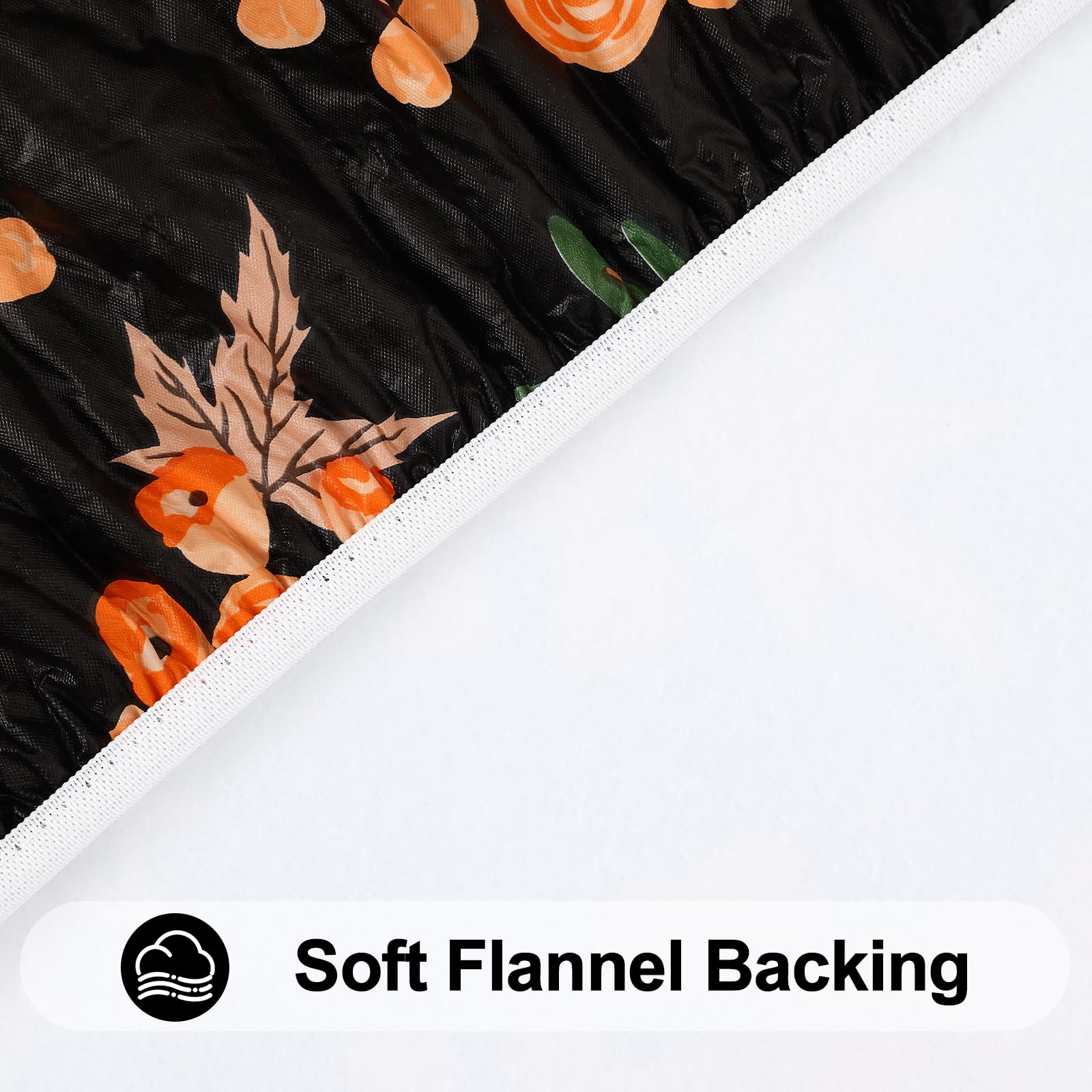 Smiry Plastic Thanksgiving Tablecloth, Pumpkin Waterproof Elastic Fitted Table Covers for 8 Foot Tables, Wipeable Flannel Backed