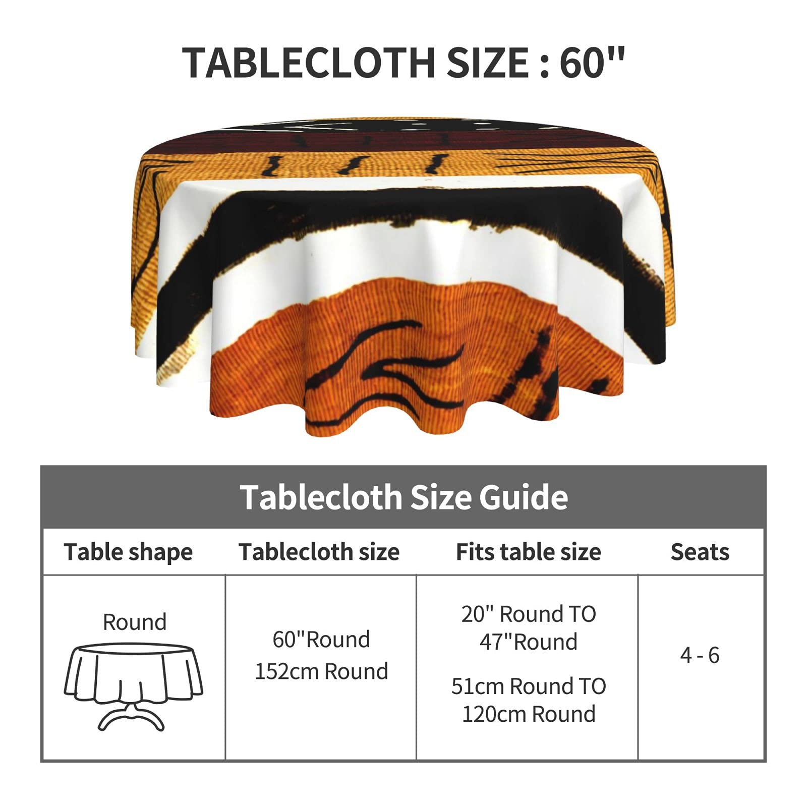Freehotu African Tribe Kente Round Tablecloth Thicken Desk Cloth Washable Table Cover Table Cloth For Kitchen Daily Dinning Part