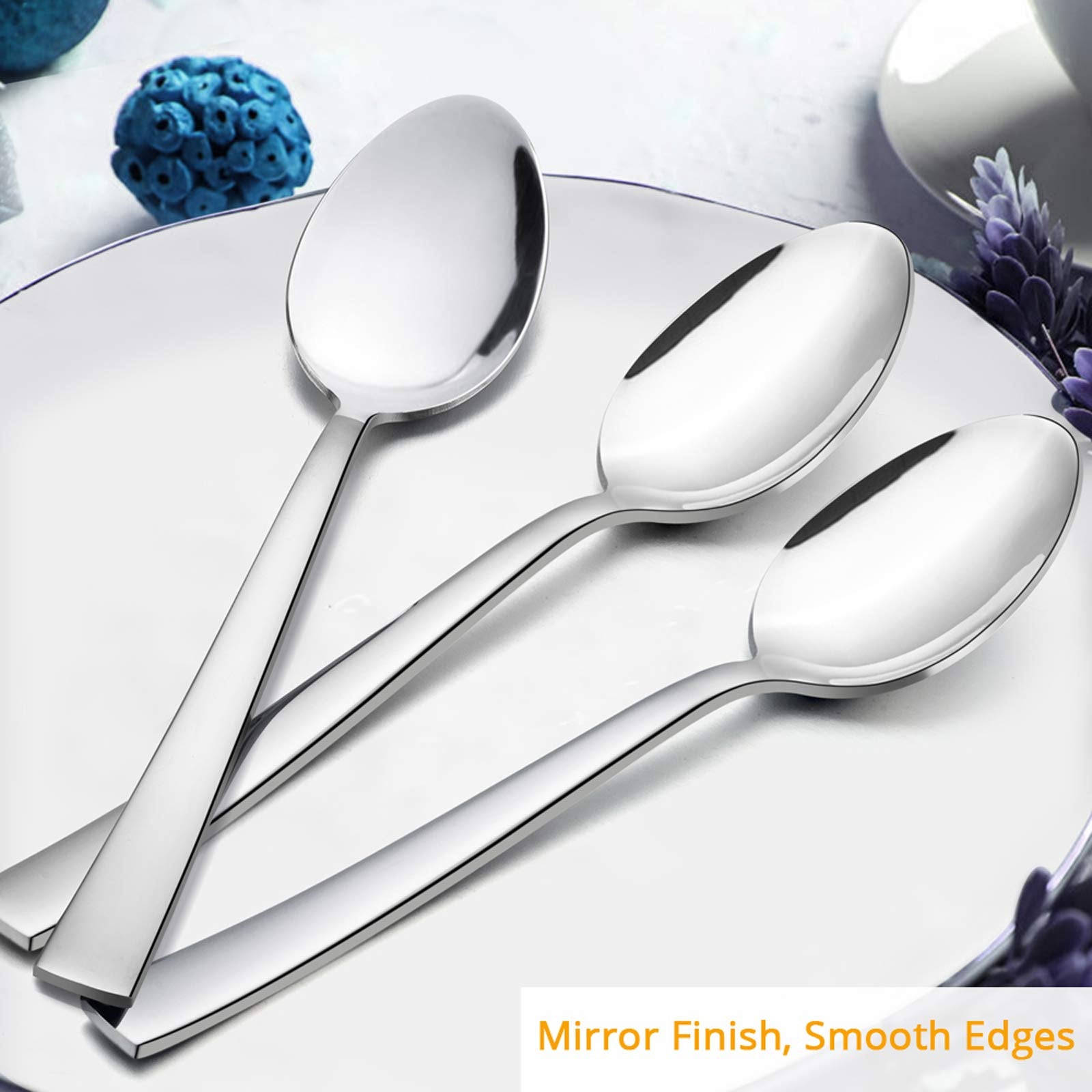 Dinner Spoons Set Of 12, E-Far 7.9 Inch Stainless Steel Soup Spoons Tablespoons For Home, Kitchen Or Restaurant, Non-Toxic & Mir