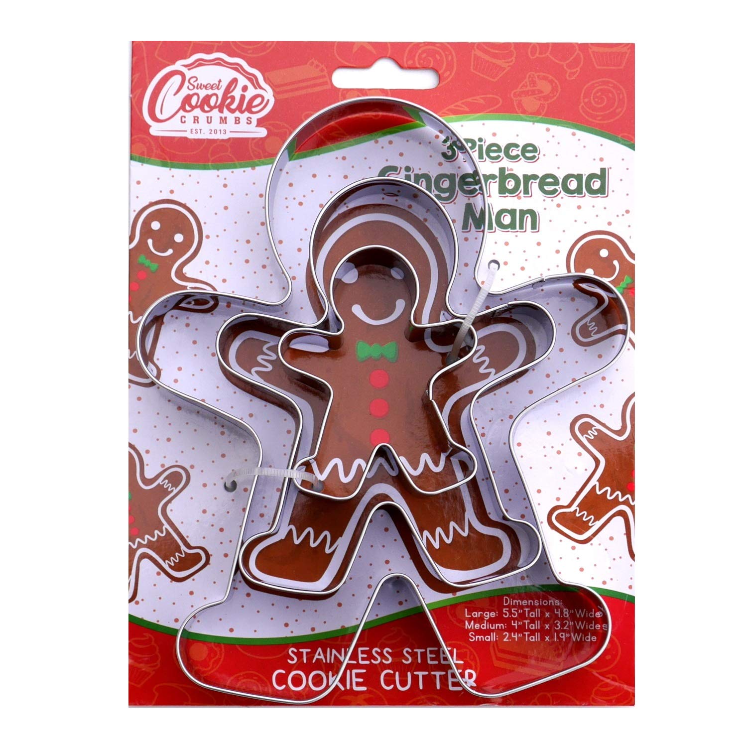 Gingerbread Man Cookie Cutter Set (Gingerbread Man 3 Piece), Premium Food-Grade Stainless Steel, Dishwasher Safe