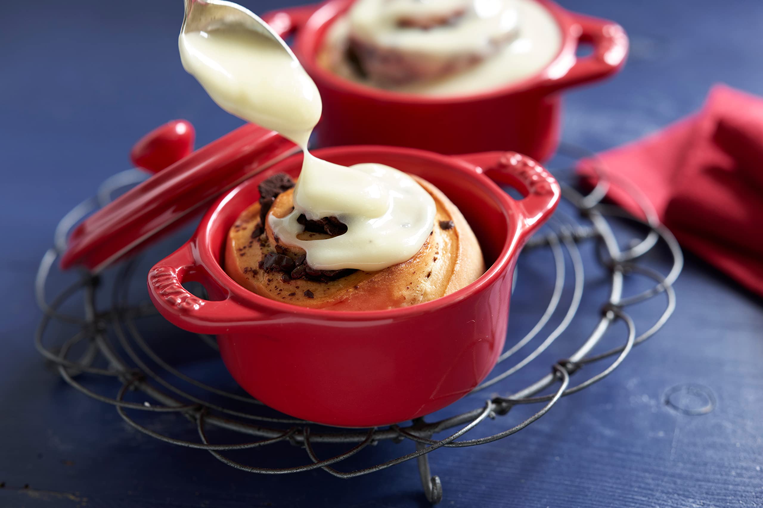Staub Ceramics Dutch Oven 3-Piece Mini Round Cocotte, Cherry