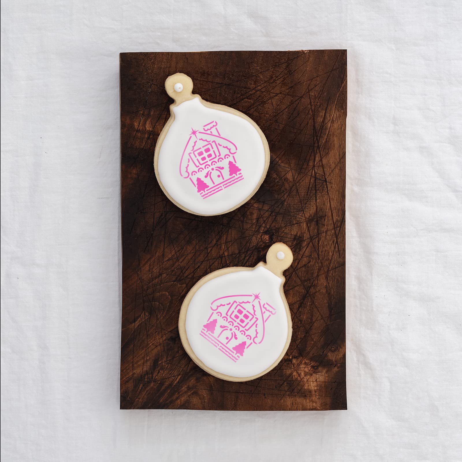 Stencil Revolution Gingerbread House Cookie Stencil - 5"x5" White Plastic Baking Stencil for All Occasions