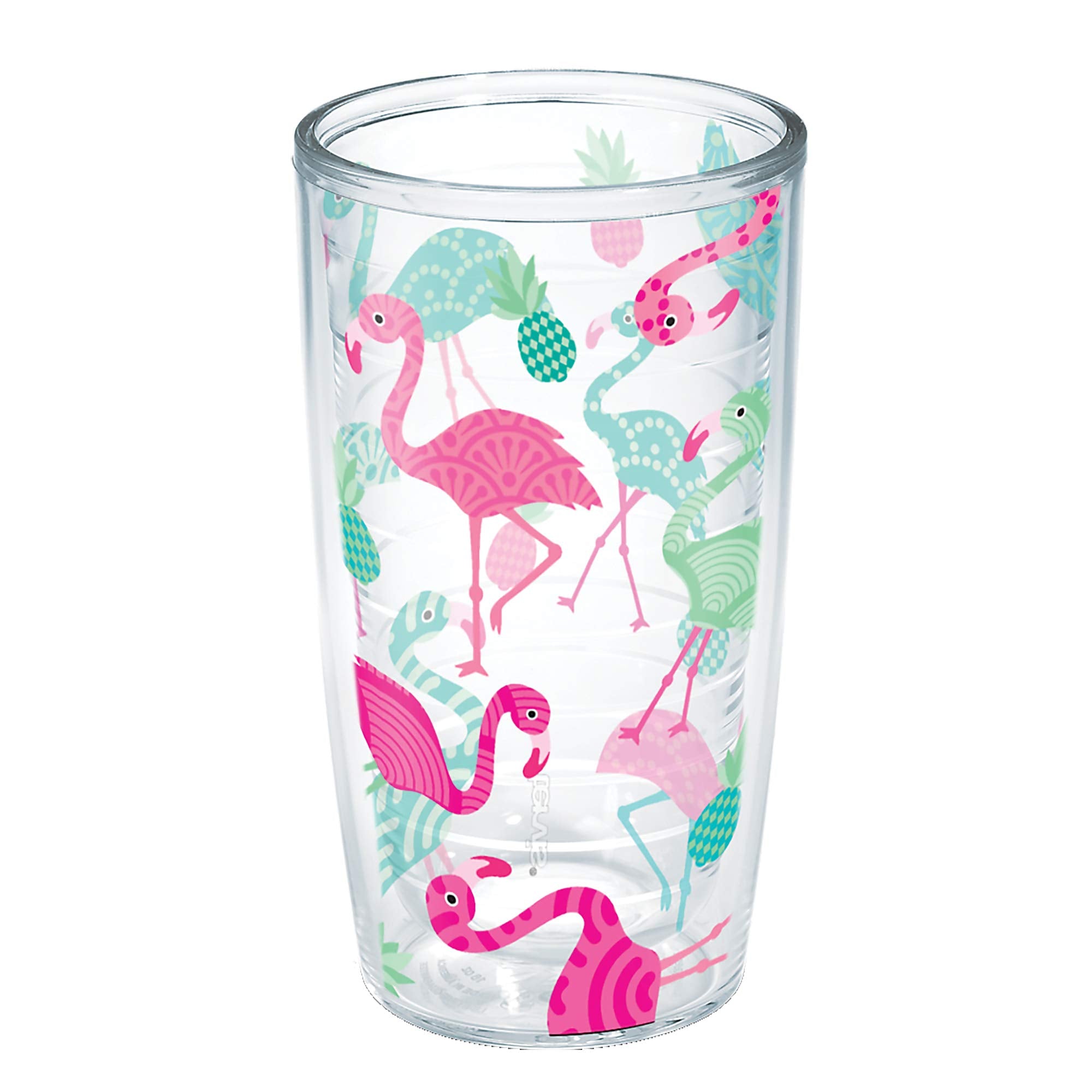 Tervis Flamingo Pattern Made In Usa Double Walled Insulated Tumbler, 16Oz - No Lid, Clear