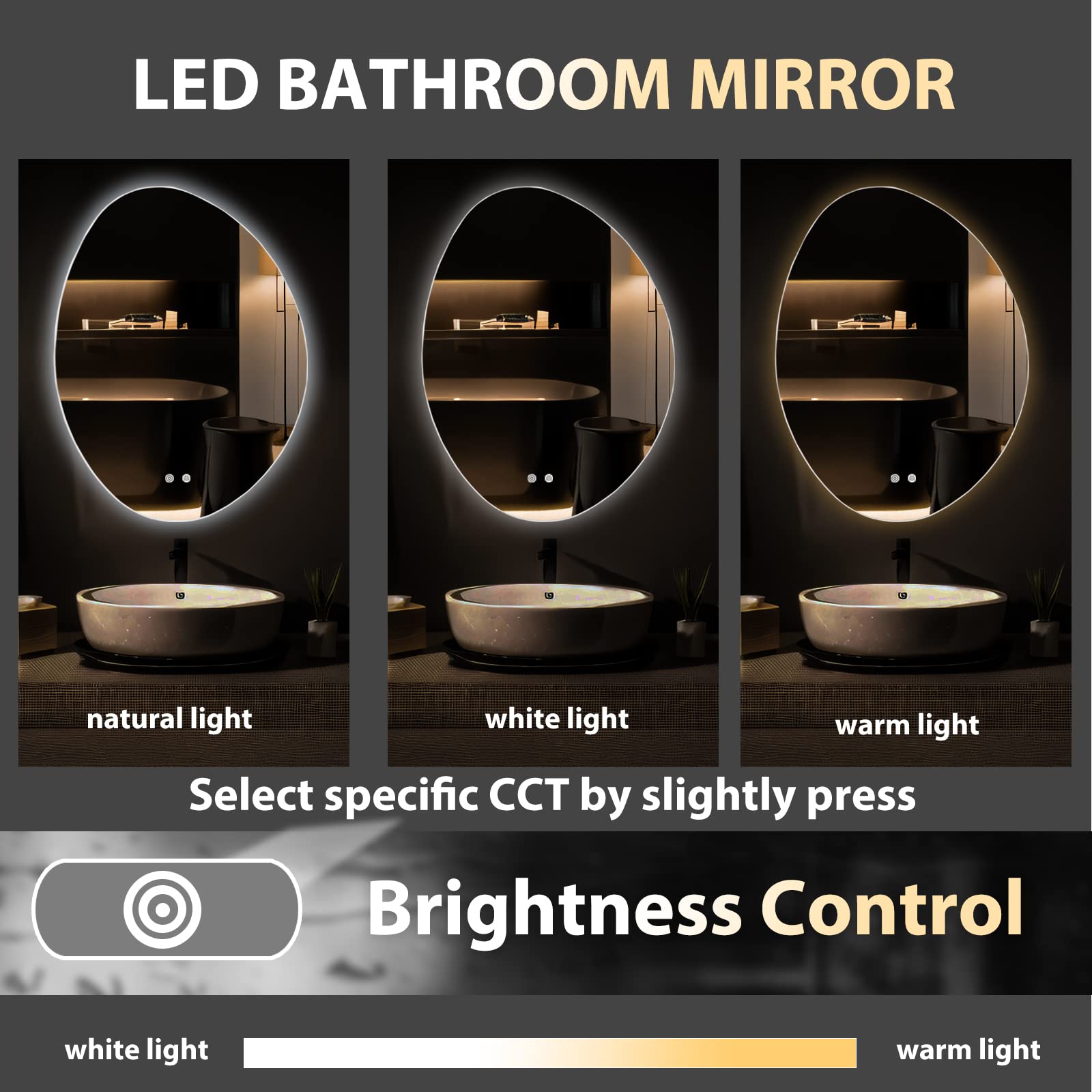 Wallbeyond Led Bathroom Mirror With Lights, 24 X 32 Inch Led Bathroom Vanity Mirror For Wall, Anti Fog Mirror For Bathroom, 3 Co