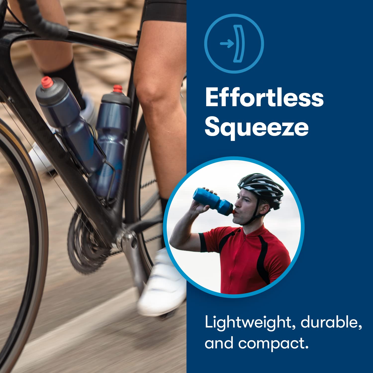 Polar Bottle Breakaway Wave Lightweight Bike Water Bottle - Bpa-Free, Cycling & Sports Squeeze Bottle (Teal & Silver, 24 Oz)