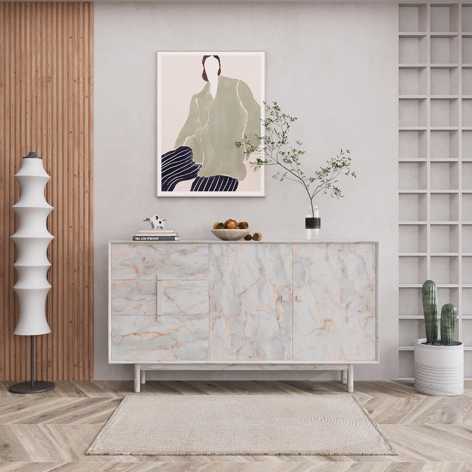 Boobest 31.5''X157'' Blue Gold Marble Contact Paper For Cabinets Removable Wall Paper Sticker Peel And Stick Wallpaper Granite C