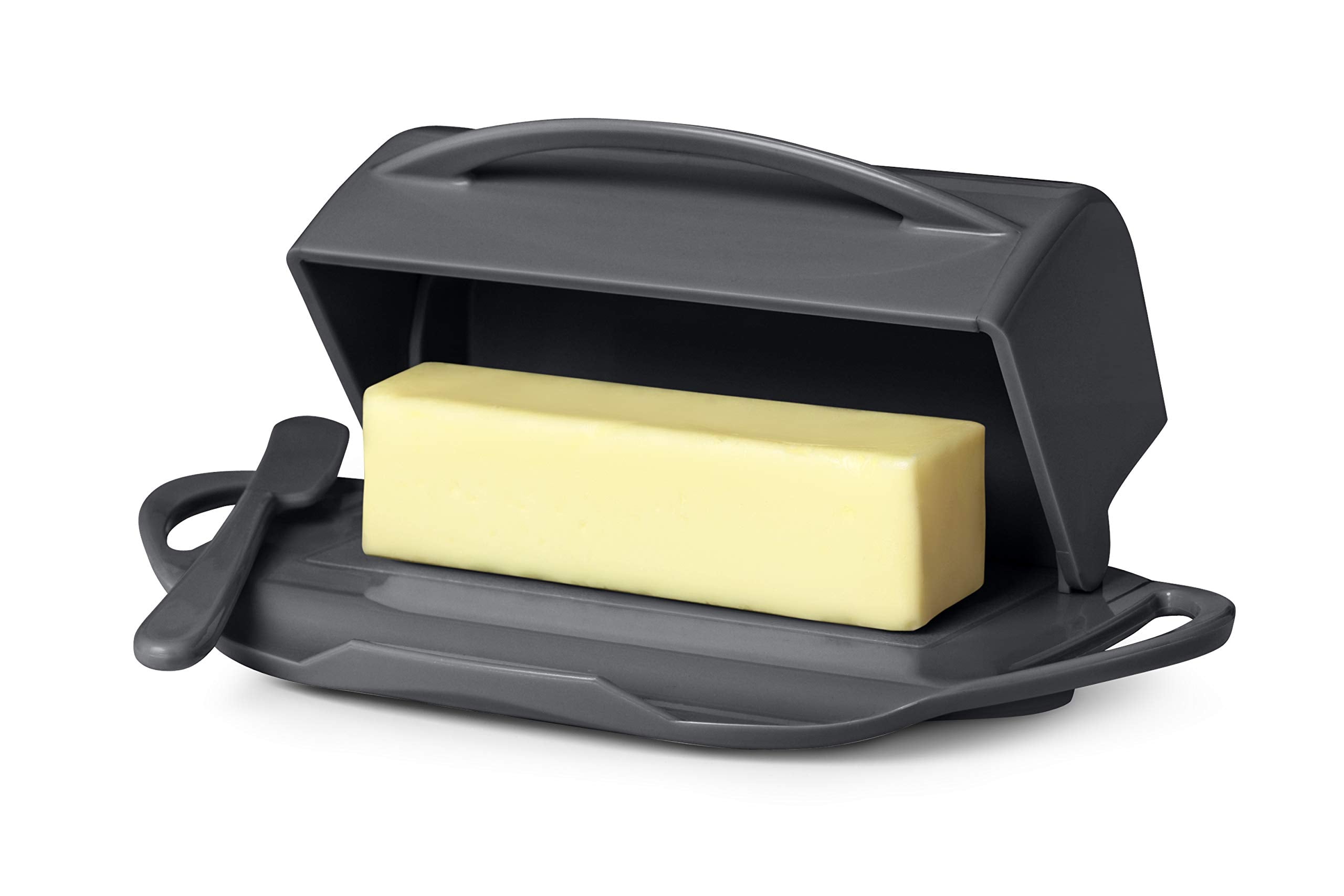 Butterie Flip-Top Butter Dish With Matching Spreader (Grey)