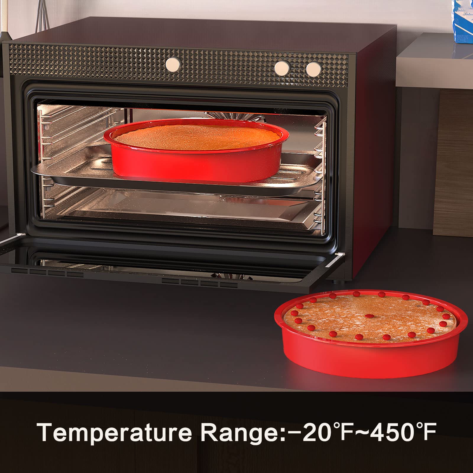 Silivo 9.5 Inch Round Cake Pans (2 Pack) - Silicone Cake Molds For Baking, Nonstick Baking Pans For Layer Cake, Cheese Cake And