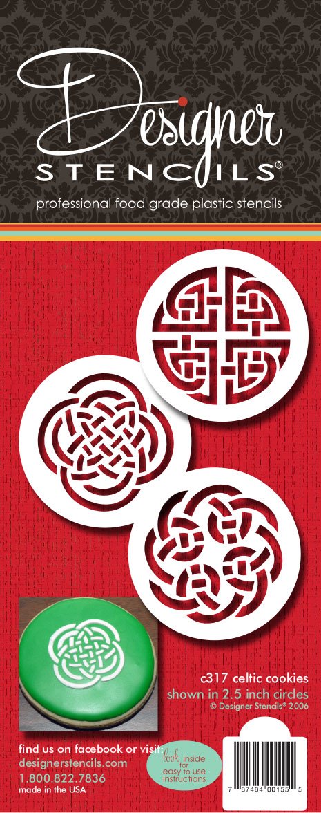 Designer Stencils C317 Celtic Knots Cookie Stencils, Beige/Semi-Transparent